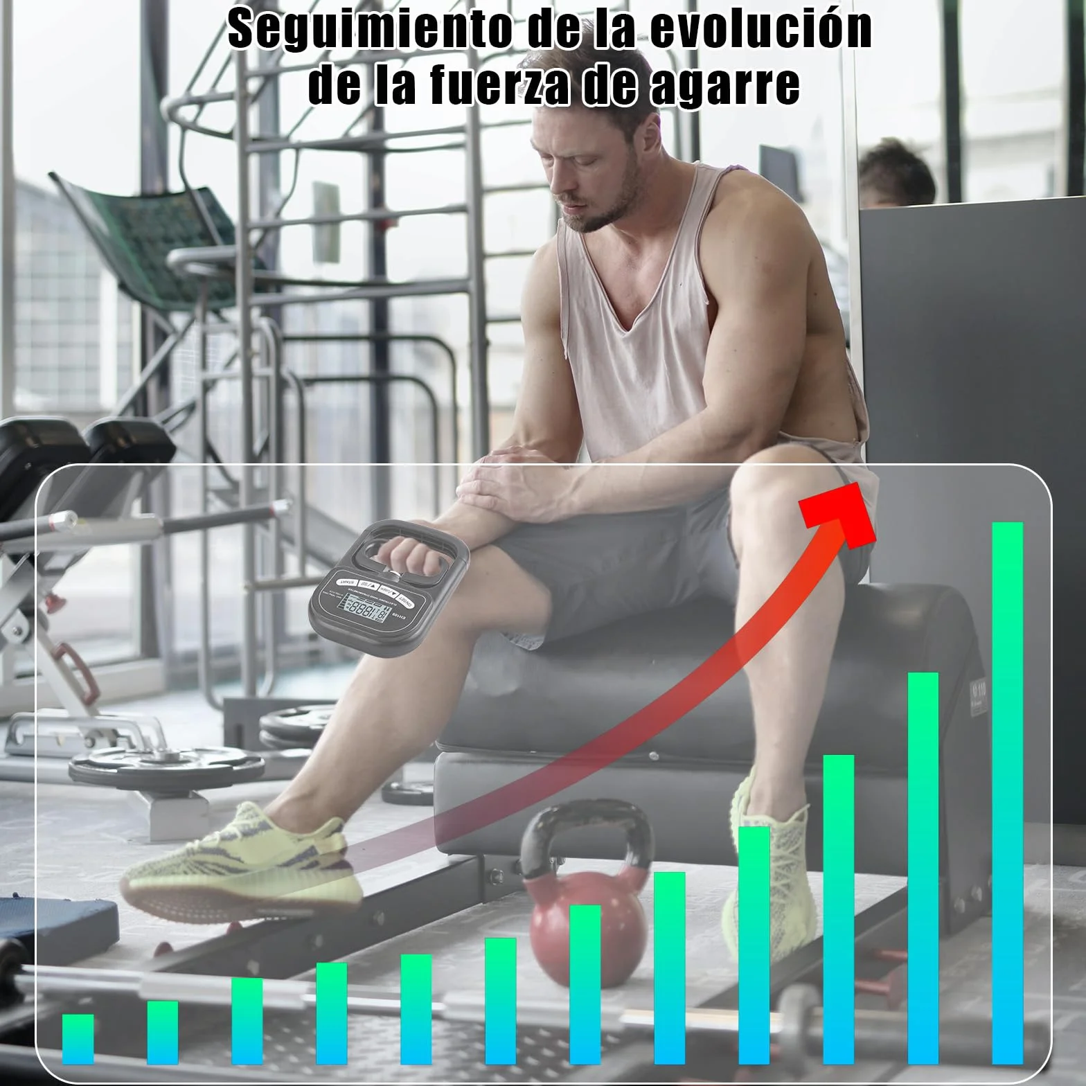 Dinamómetro de Mano Digital Automático 180KG Medidor de Fuerza de Agarre Electrónico Pantalla LCD