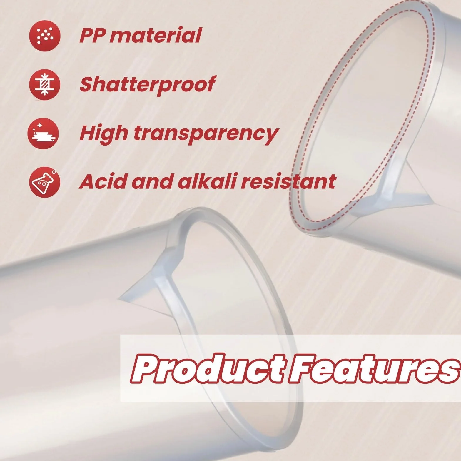 Tokaneit Transparente Probeta Medidora Plástico 50ML Cilindros Medidores Reutilizable con Base Hexagonal y Boquilla Inclinada Herramienta de Laboratorio