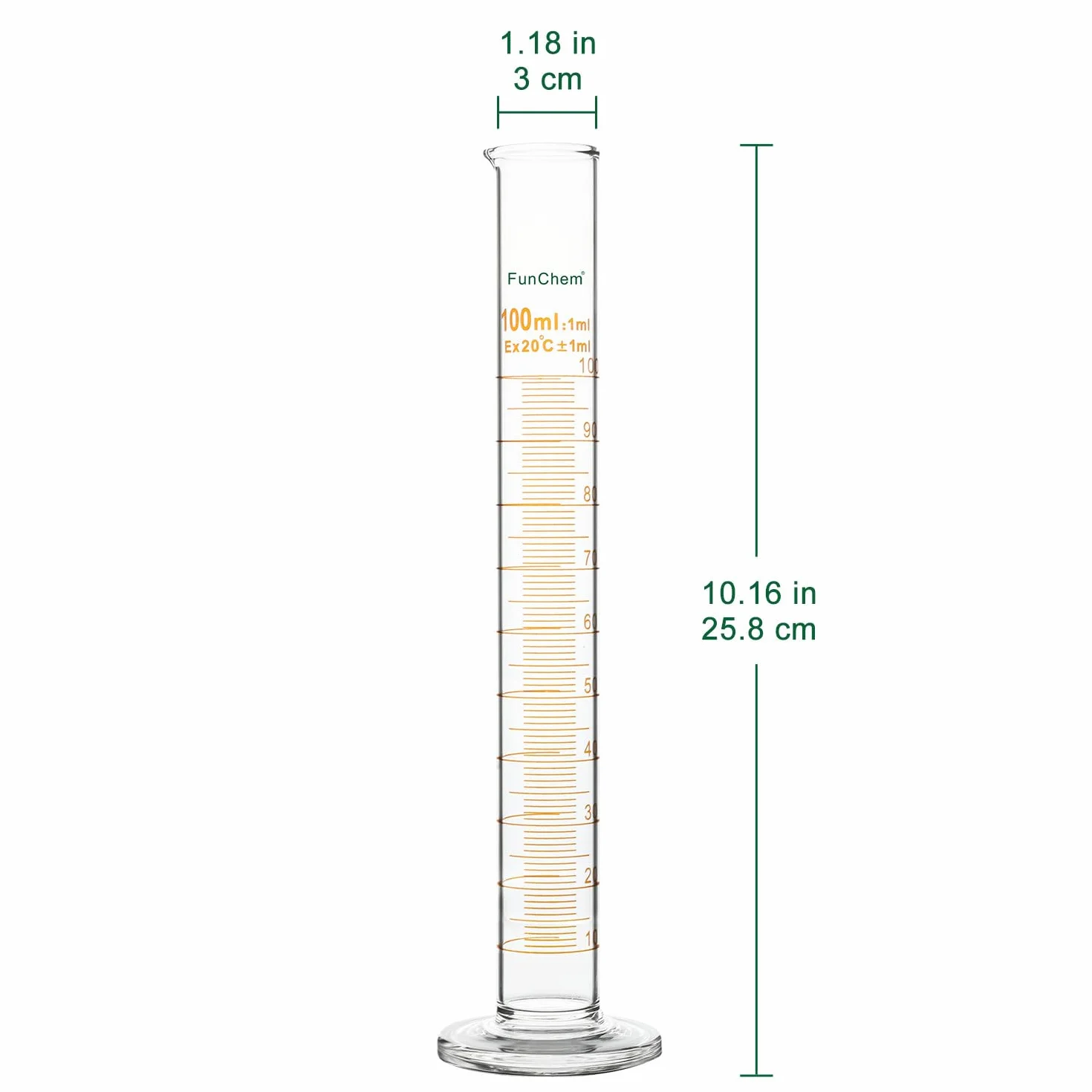 Probeta graduada de vidrio de borosilicato 100 ml con boquilla