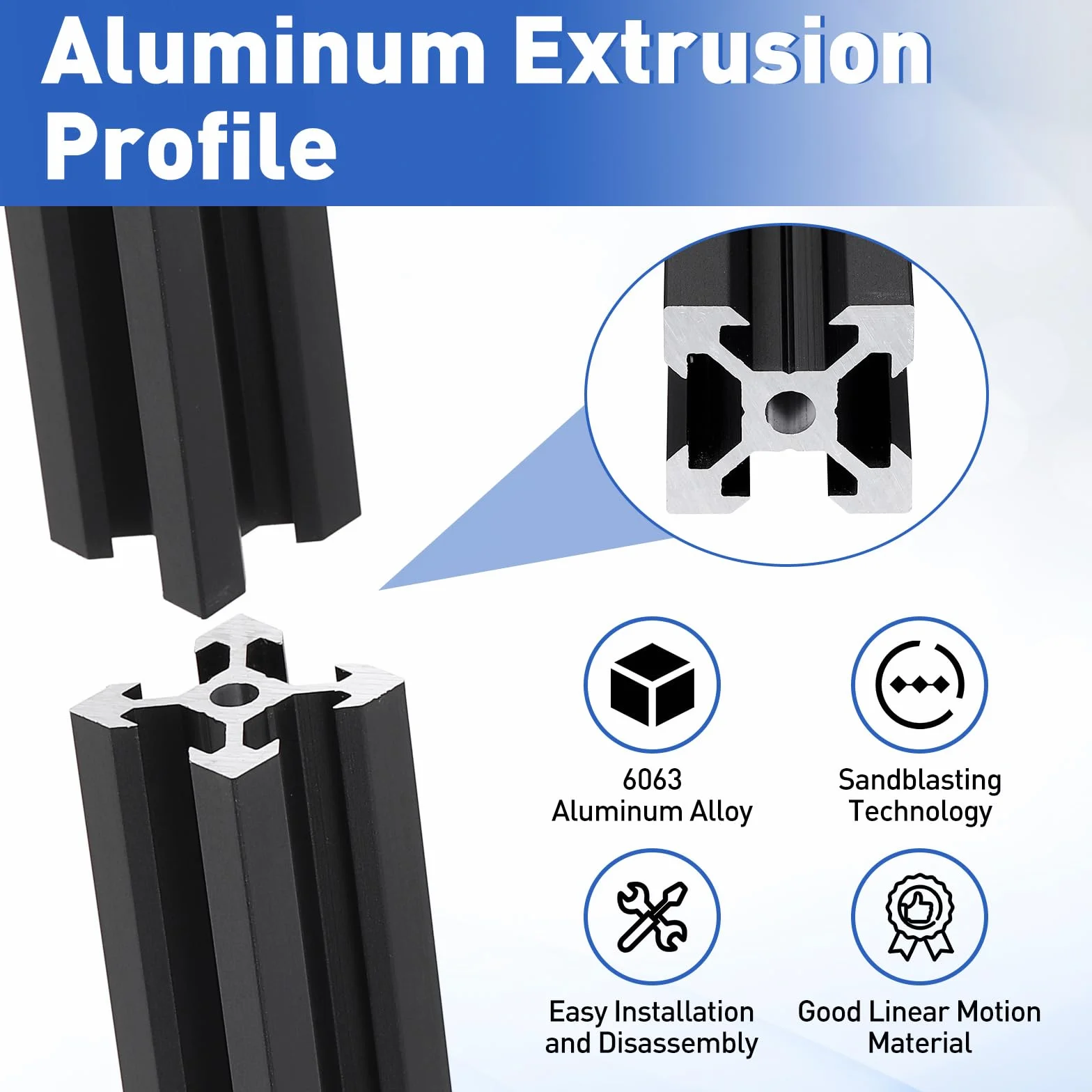 QUARKZMAN Perfil De Aluminio Extruido 2020 Ranura V 450mm, Carril Lineal Anodizado Para Impresora 3D, CNC, Guía Lineal, Negro