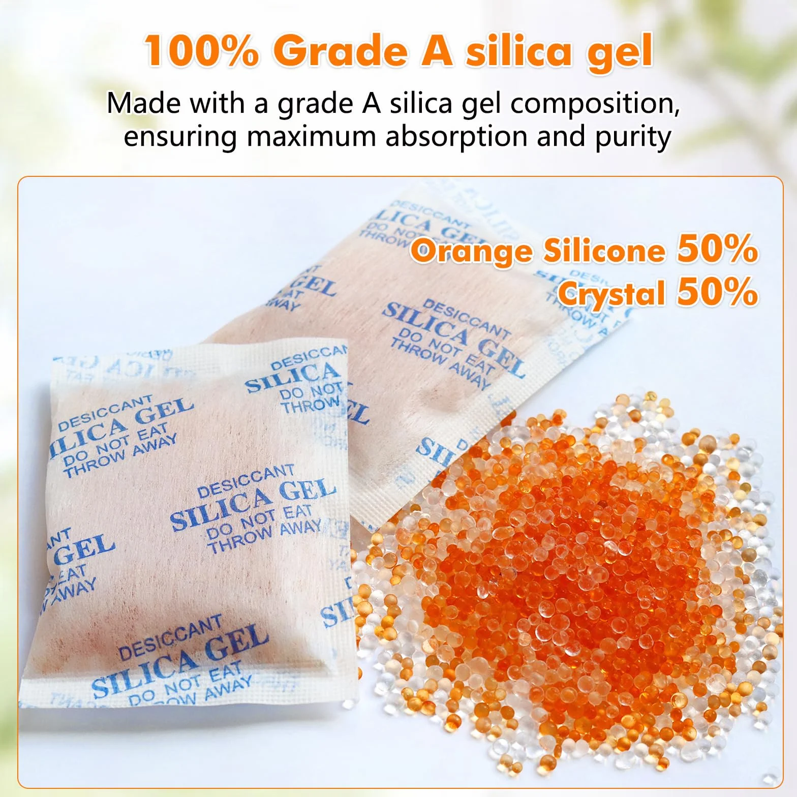 Gigmeta 20 g x 20 Pcs Bolsas de Gel de Sílice Deshumidificadoras con Indicador Naranja/Verde