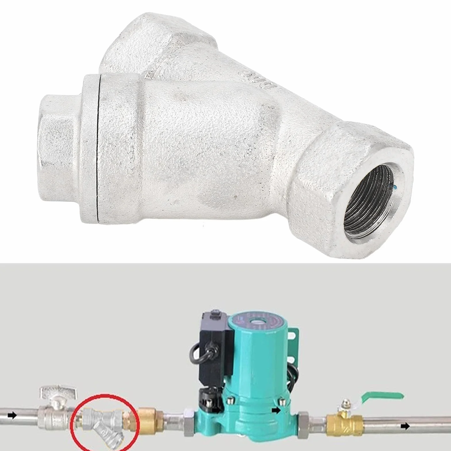 Filtro En Y 1/4 Pulg. DN8 Malla De Doble Capa De Acero Inoxidable para Agua Aceite Gas