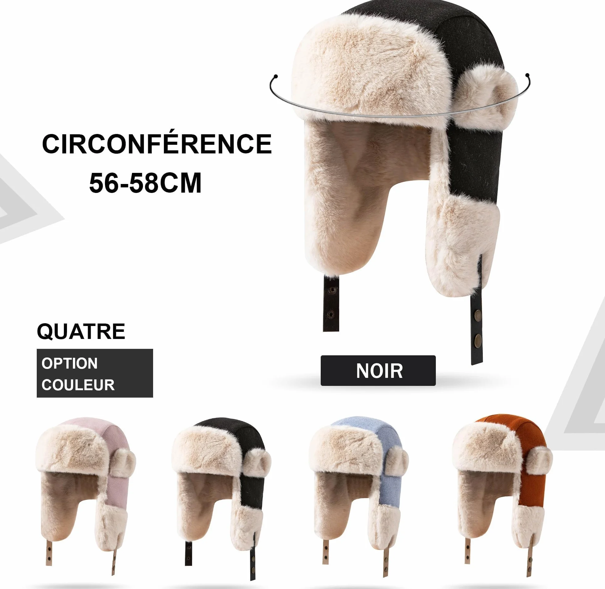 Gorro de Invierno con Orejeras Unisexo Sombrero de Trampero con Forro de Felpa Gorros de Aviador Piel Sintética de Esquí Ciclismo