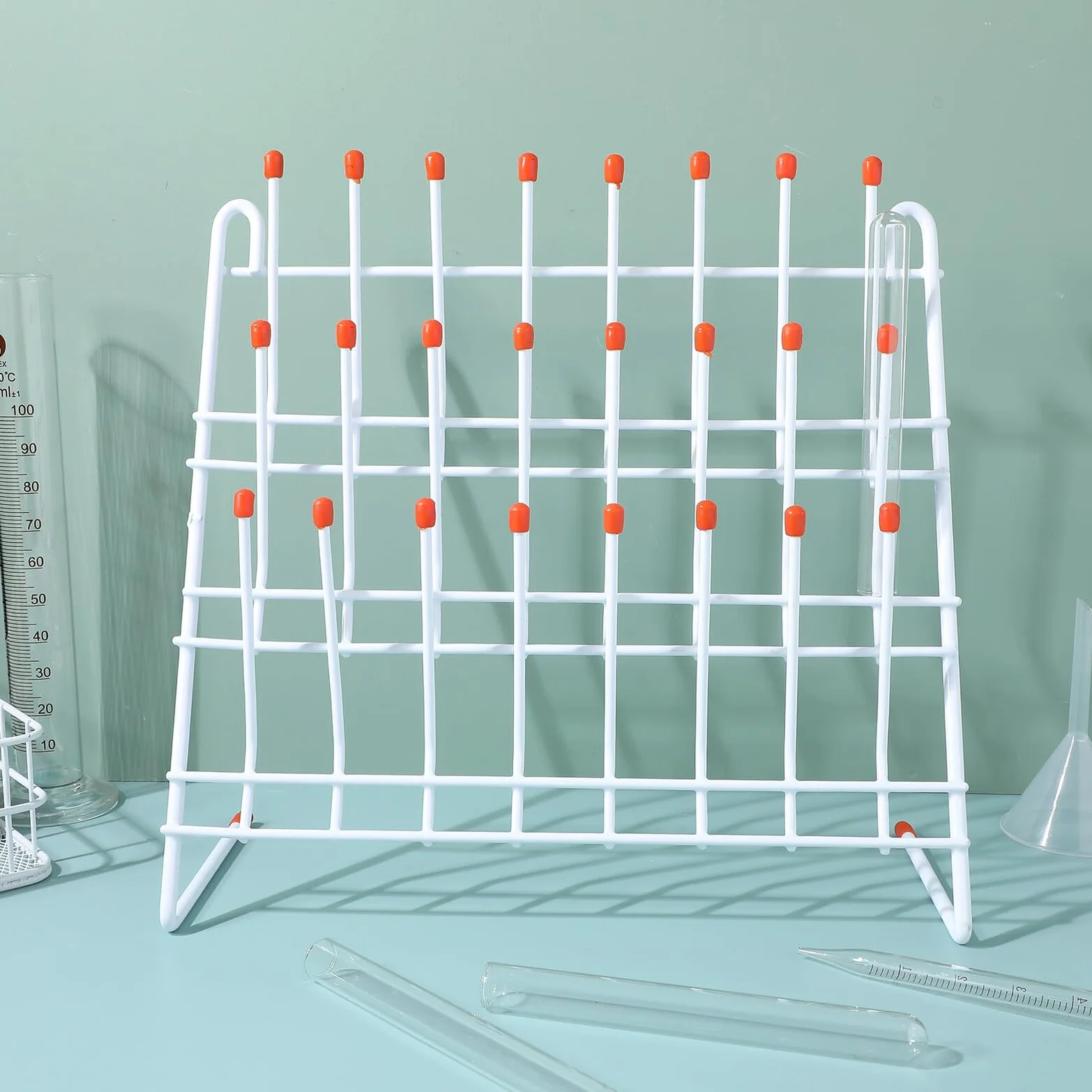TOPBATHY Soporte de Secado Estante para Tubos de Ensayo Metal 24 Posiciones Rejilla Drenaje Laboratorio