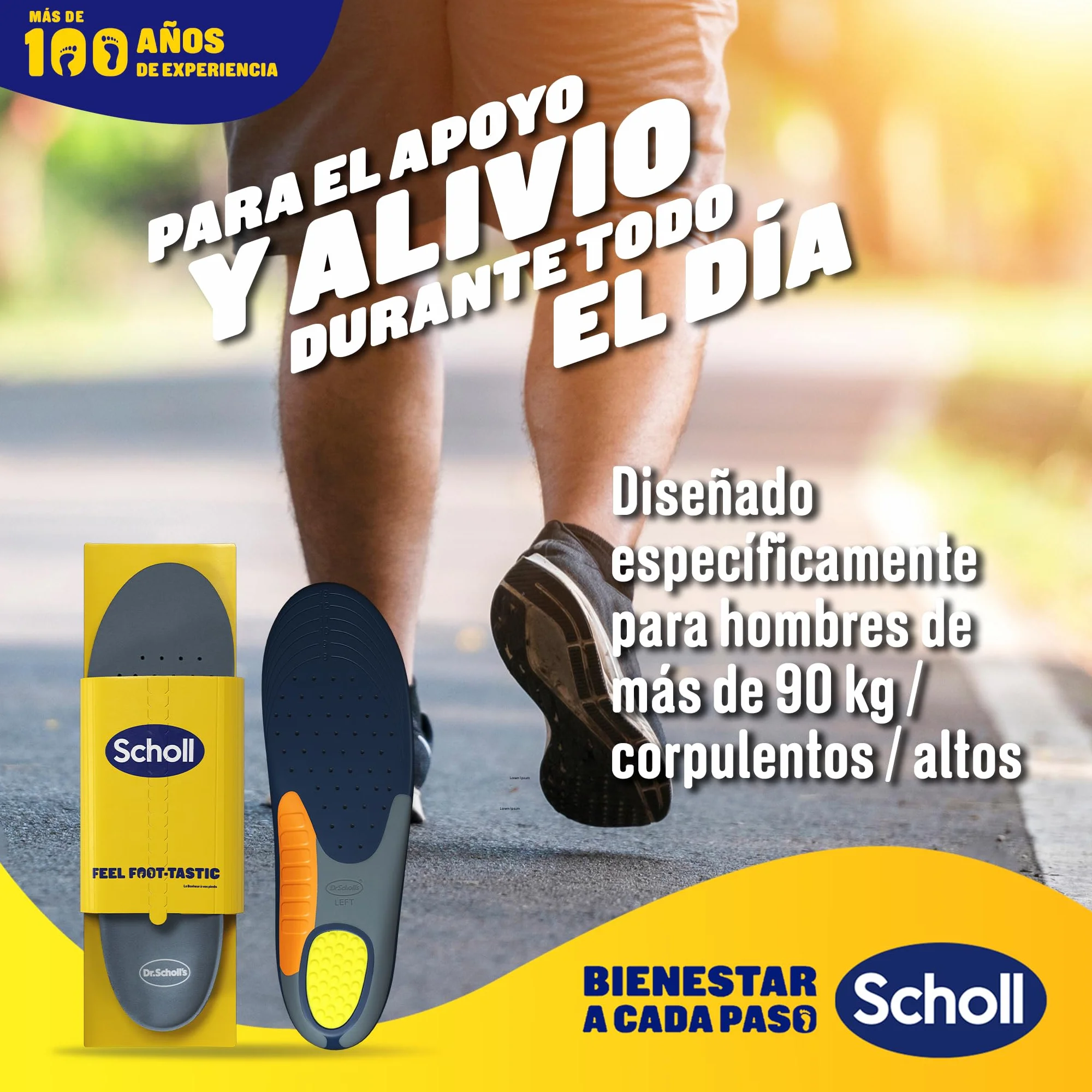 Dr. Scholl's Extra Reforzadas Plantillas para Hombre, Soporte del Arco, Absorción de Impactos, Pies Anchos, Corpulentos