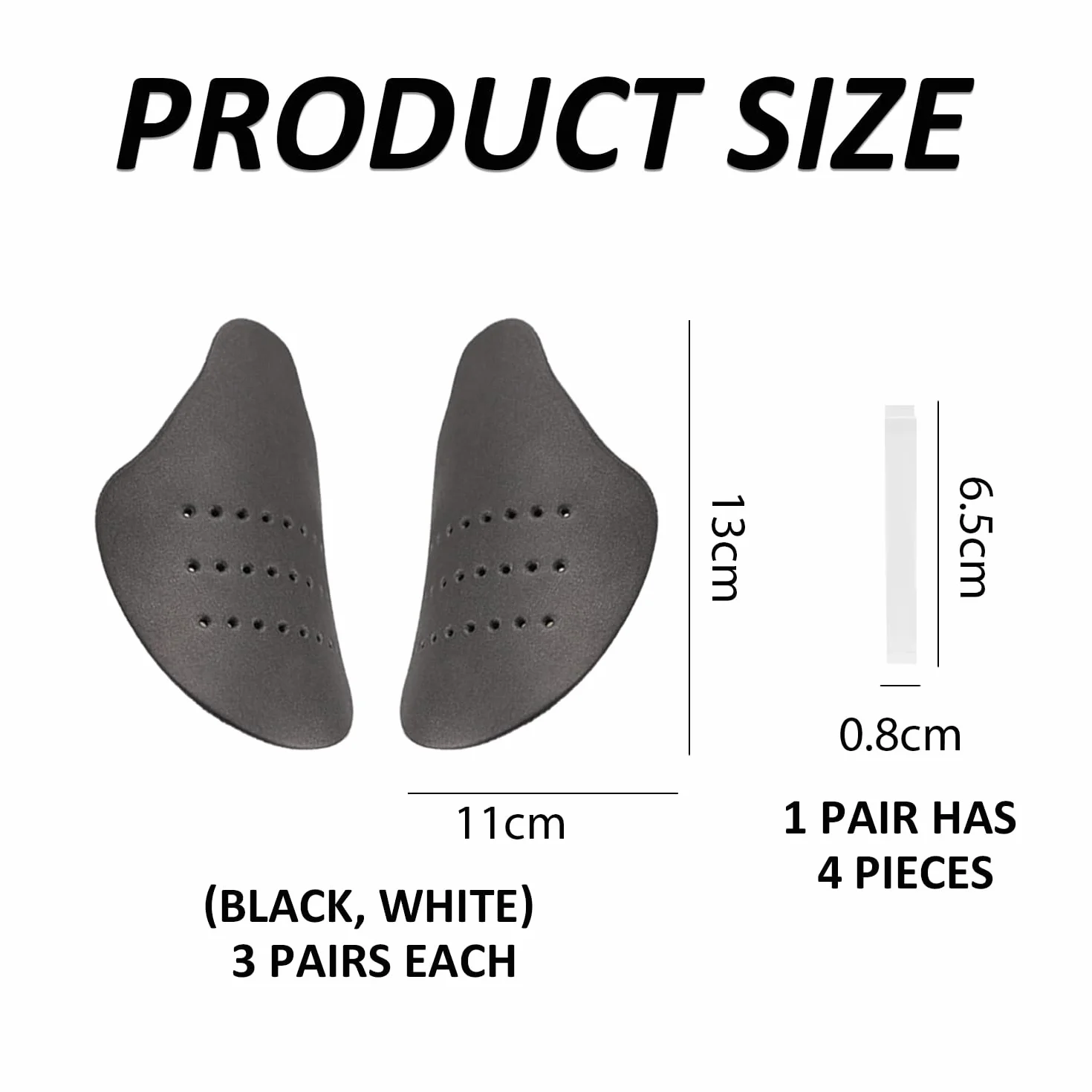 6 pares de protector de zapato y antiarruga, accesorios suaves para botas y zapatos, protección antiarrugas, negro