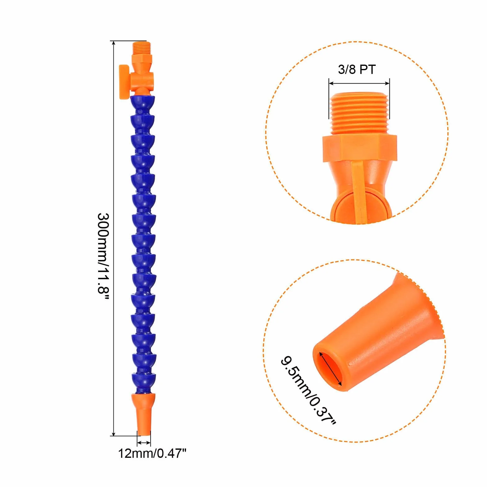 QUARKZMAN 3/8" Rosca Flexible Manguera Agua Aceite Refrigerante Tubo 30mm Plástico Boquilla Enfriamiento 4uds