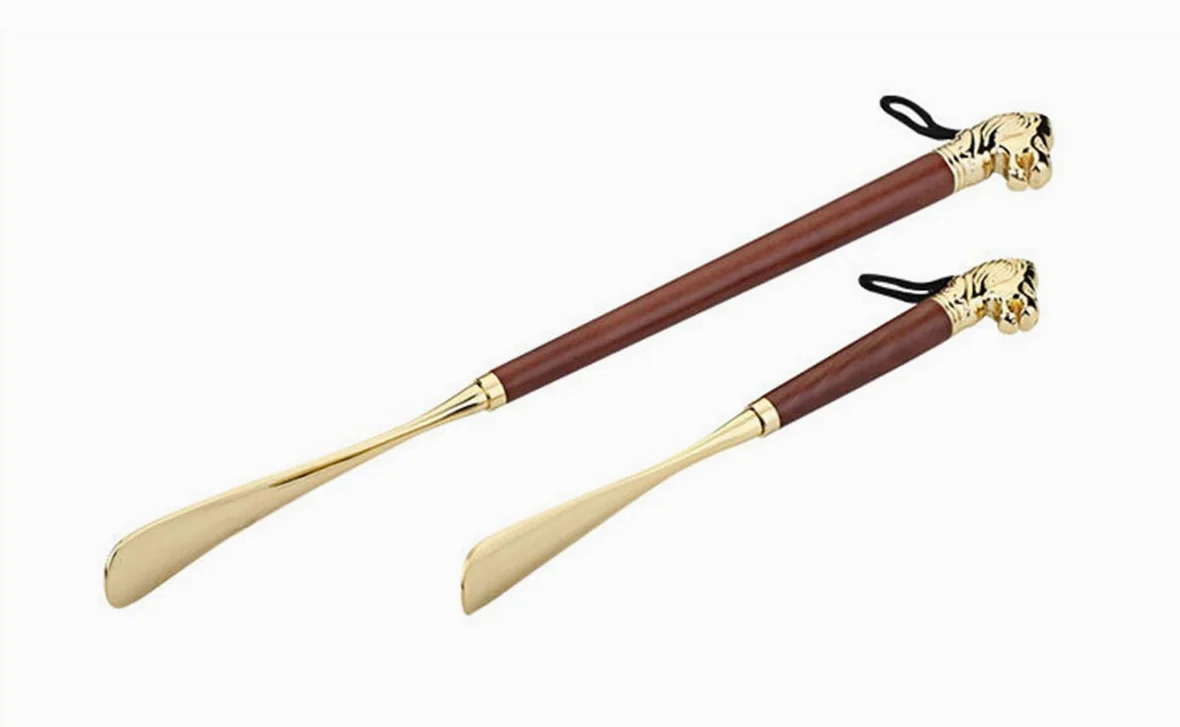 Calzador, Calzador de Alto Grado, Calzador Mango Largo Metal y Madera(Brown Lion 58cm)
