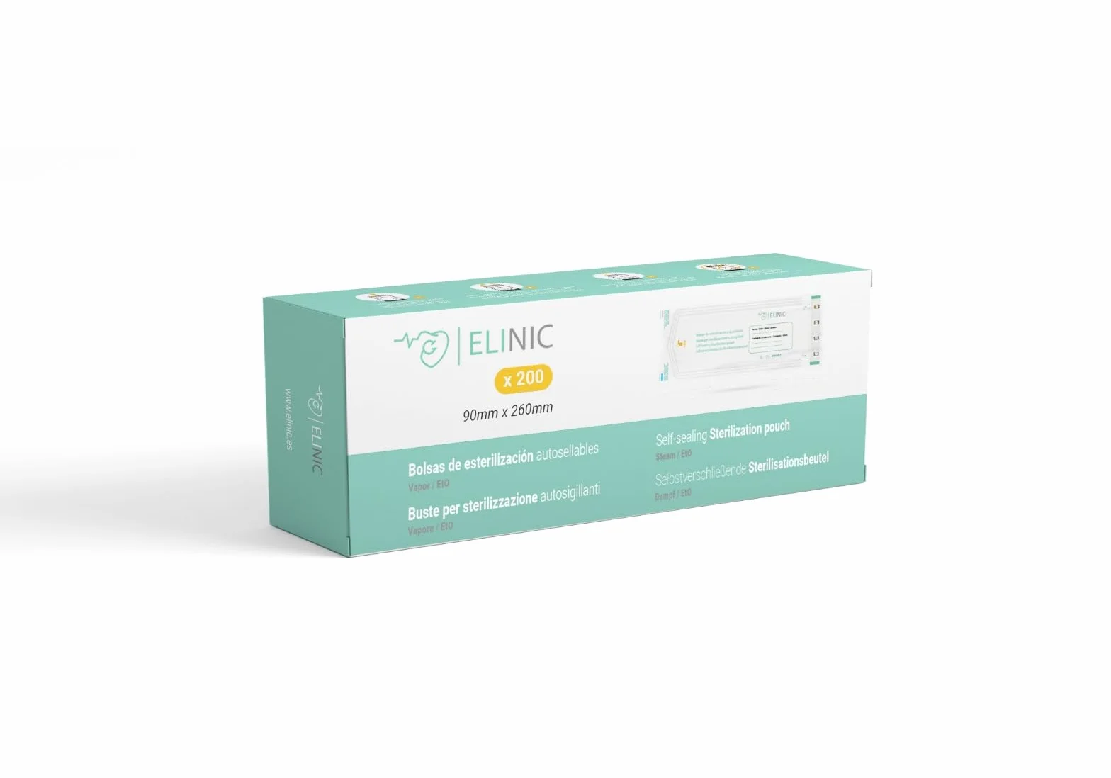 Bolsas autoadhesivas para esterilización Elinic® 200 uds. 90x260mm