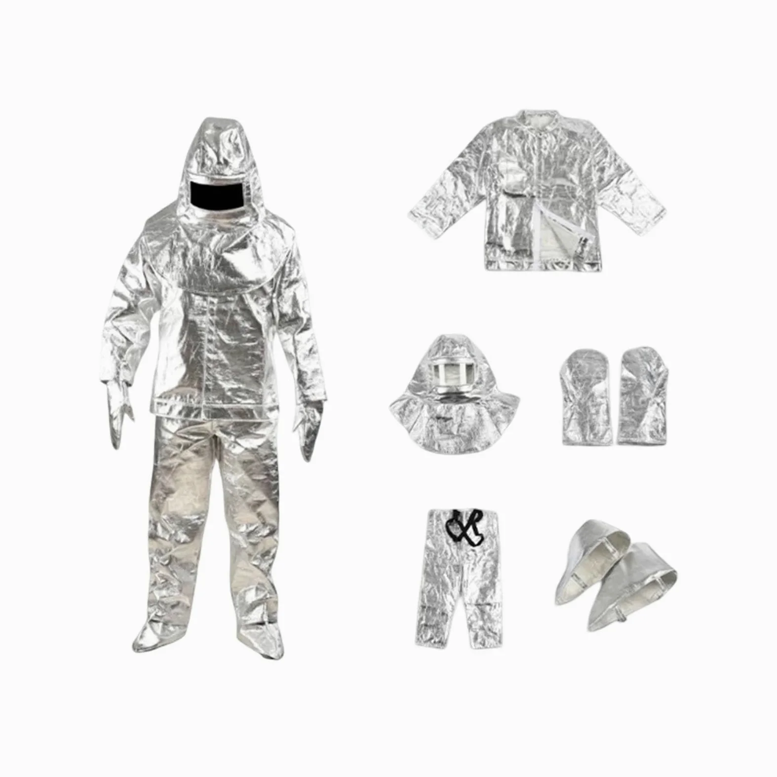 Traje de protección contra radiación térmica: Ropa Resistente al Calor con Revestimiento de Aluminio para Operaciones químicas, de extinción de Incendios y de Rescate.