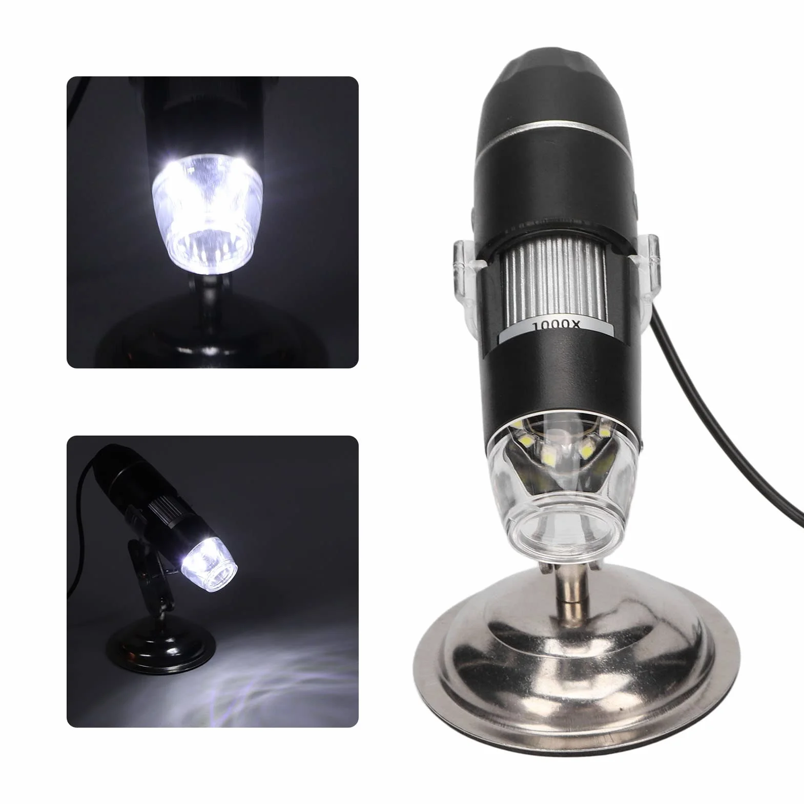 Detector de Piel del Cuero Cabelludo 1000X Aumento Microscopio de Pelo 8 LED Luz Imágenes Claras Analizador Portátil