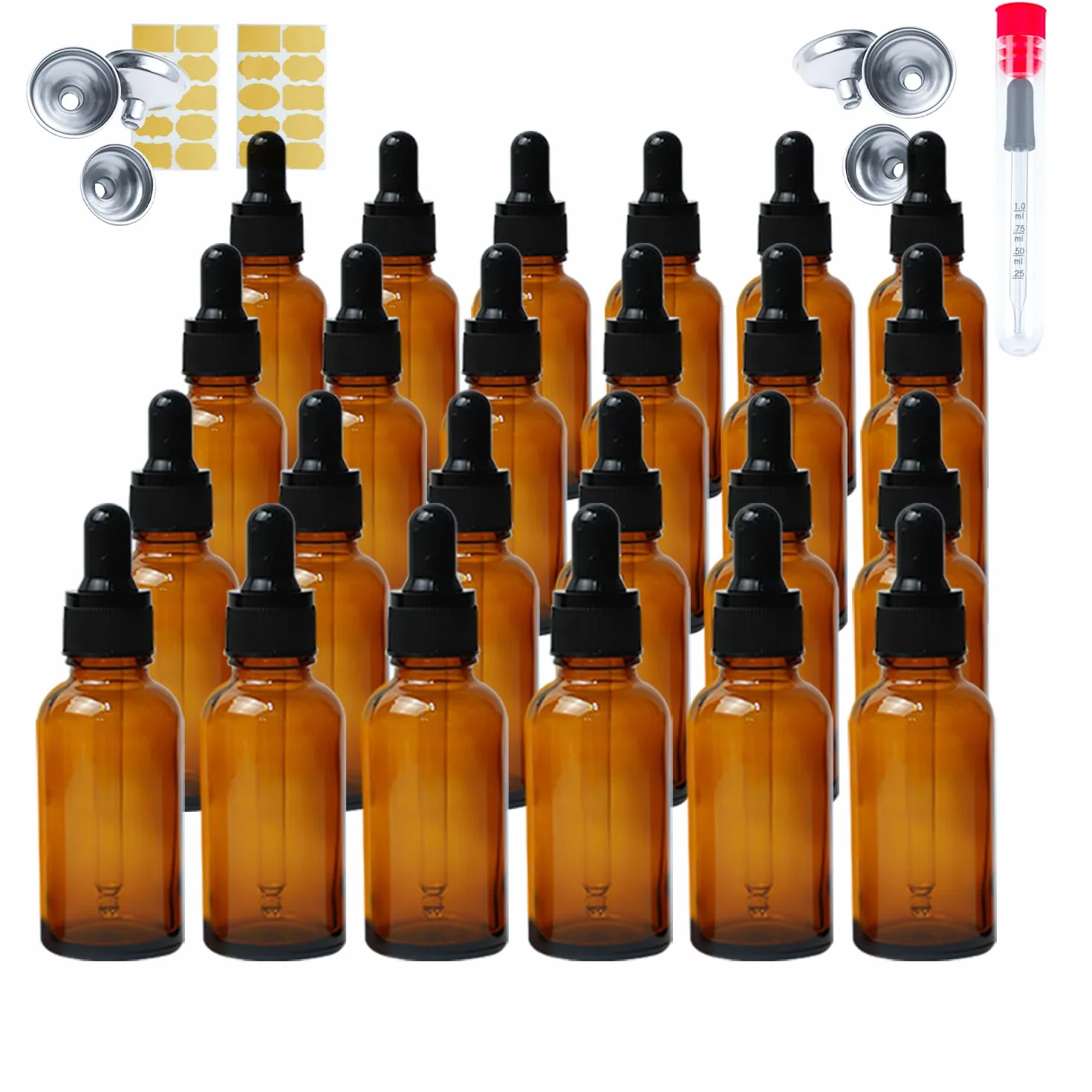 Botellas Ambar Vidrio 30 ml Cuentagotas, Frascos Cristal 24 unidades Gotero 30ml