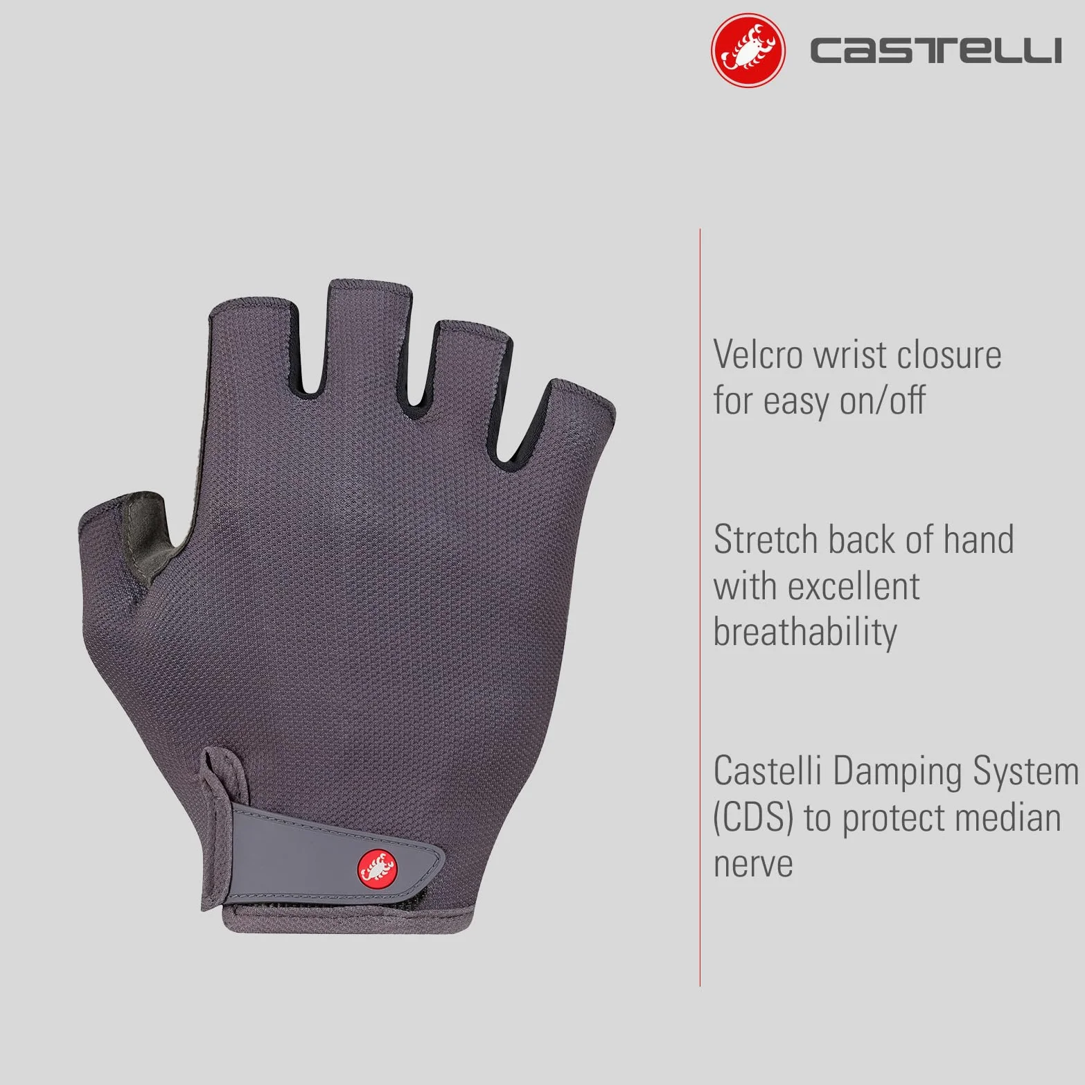 CASTELLI Competizione 3 - Guantes de ciclismo transpirables para hombre, con acolchado de espuma y agarre de silicona