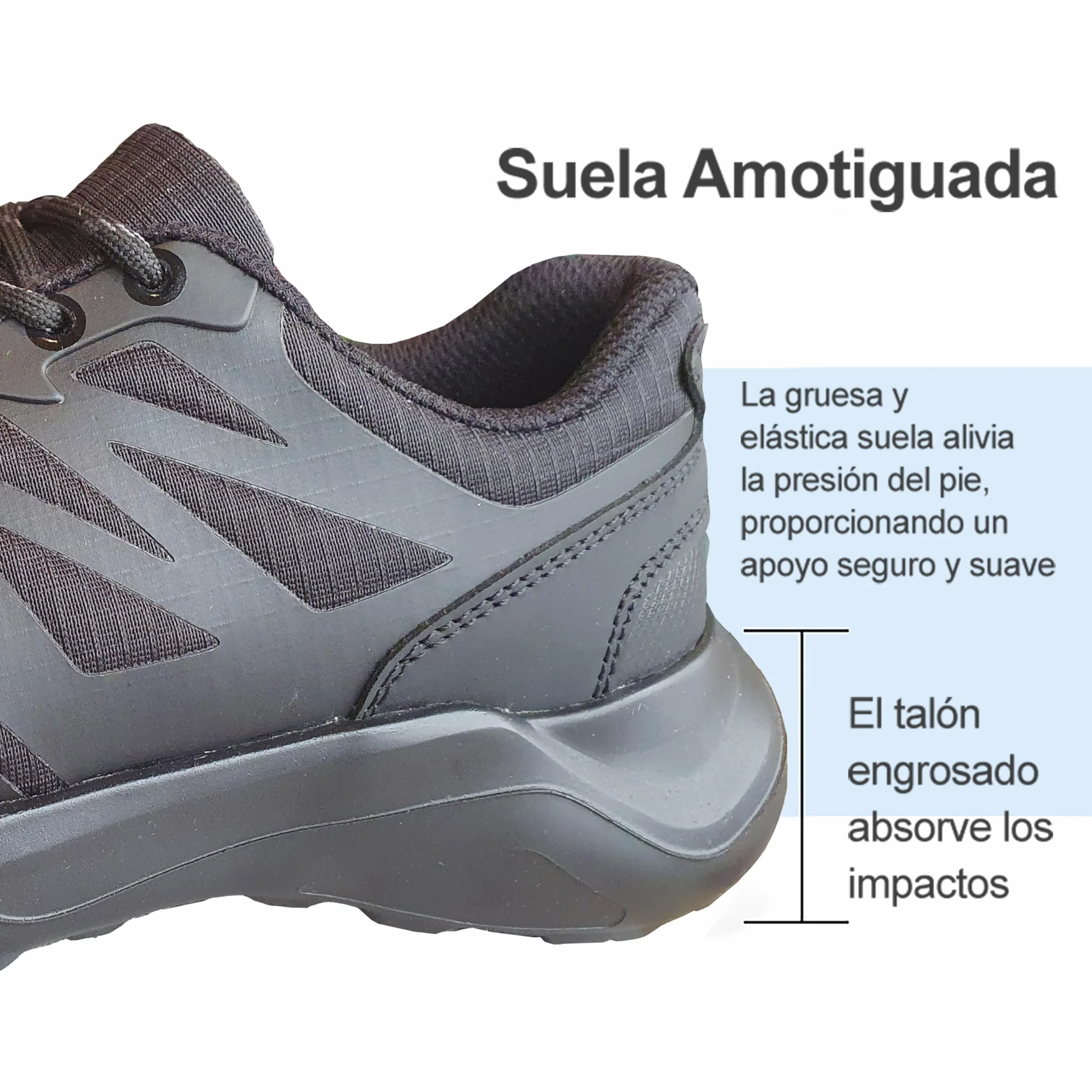 Spider - Zapatillas Negras Antideslizantes para Uso Diario, Cómodas y Amortiguadas, Calzado Casual para Restaurantes y Hoteles | 36-45 EU
