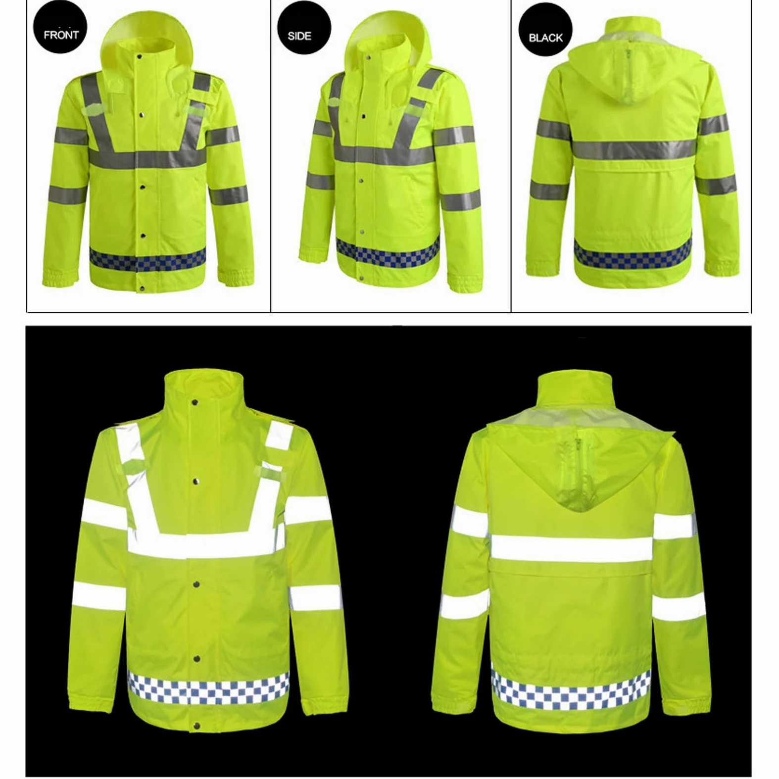 Chaqueta reflectante de alta visibilidad for hombre, chaqueta advertencia tráfico for trabajo al aire libre, abrigo seguridad impermeable