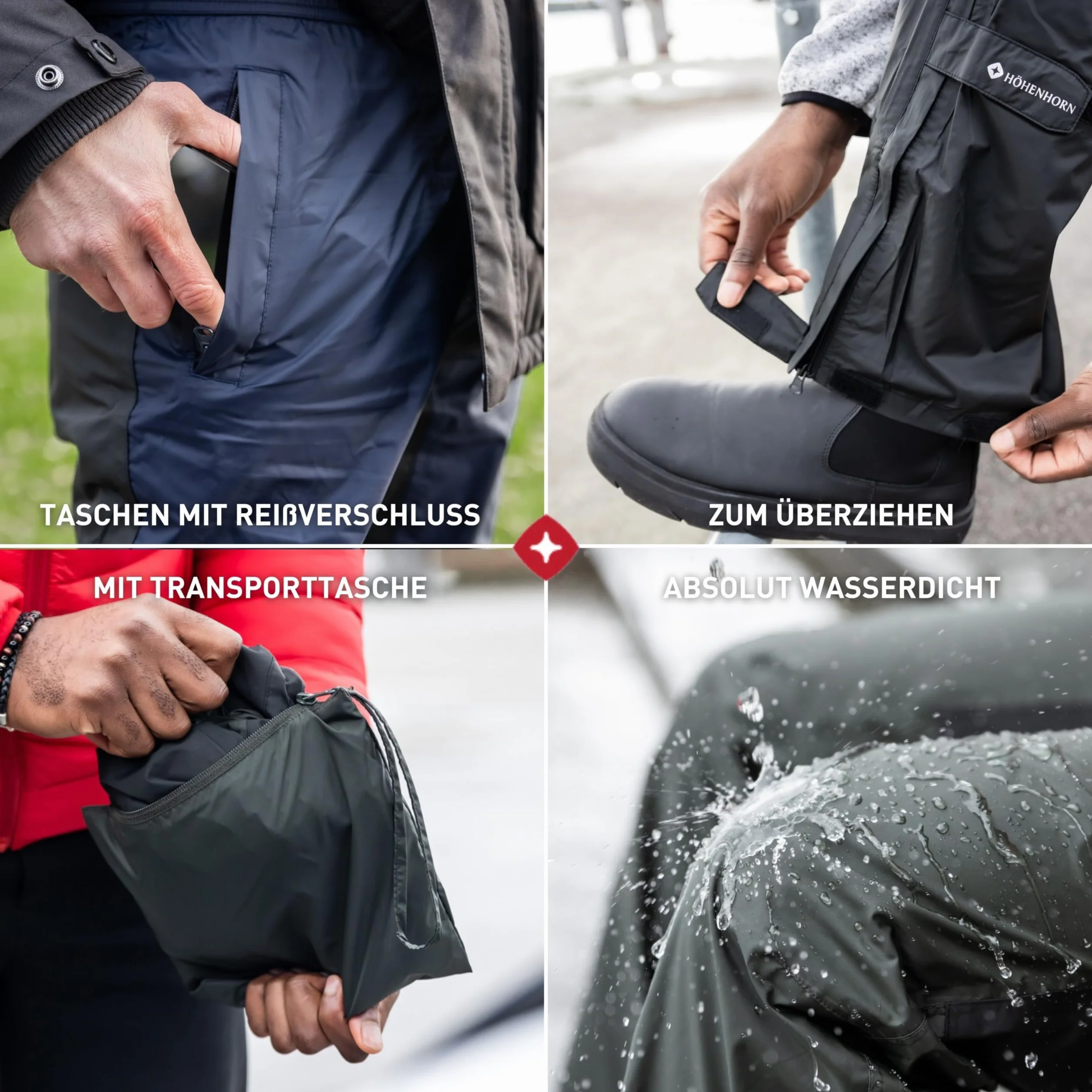 Höhenhorn Pluvia - Pantalones de lluvia para hombre, impermeables, transpirables, con bolsa de transporte