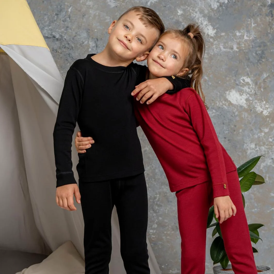 menique Conjunto de capa base térmica para niños Merino Unisex manga larga Top & Leggings