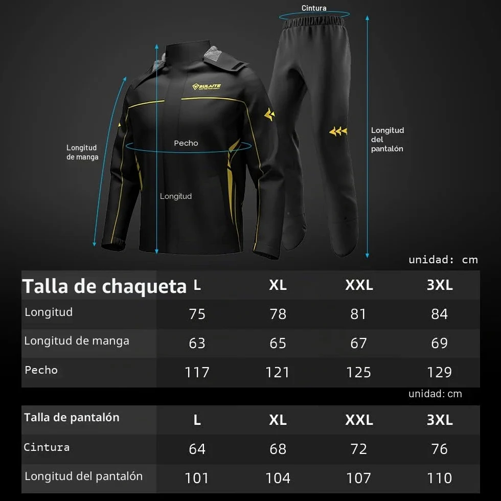 Chubasquero, Traje de Lluvia Impermeable para Motocicleta para Hombres y Mujeres, Ropa de Lluvia para Ciclismo en Bicicleta, Chaqueta y Pantalones con Bolsa de Almacenamiento, Chaqueta de