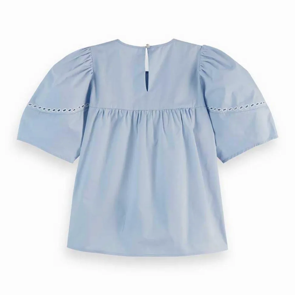Scotch & Soda Cotton Twill Embroidered Top Top Mujer (Pack de 1)
