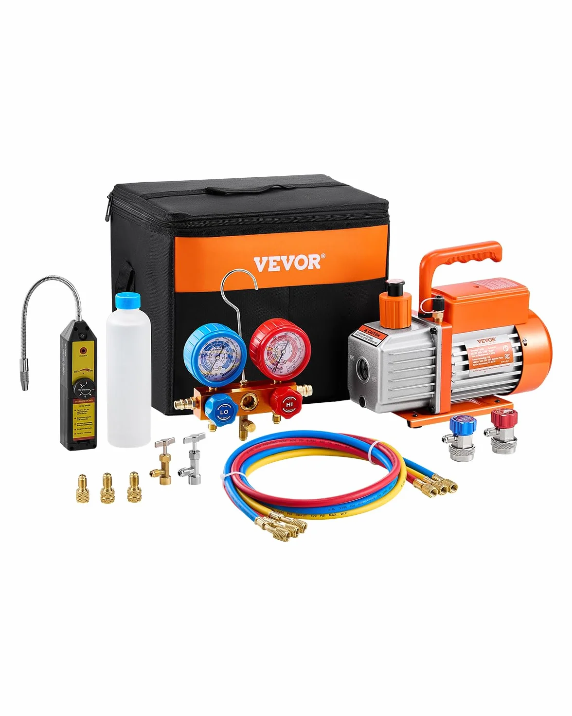 VEVOR Bomba de Vacío 4,5 CFM 1 Etapa Manómetro de Aire Acondicionado Kit Colector Refrigerante R134a R12 R22 R502a R410A R404 R407C