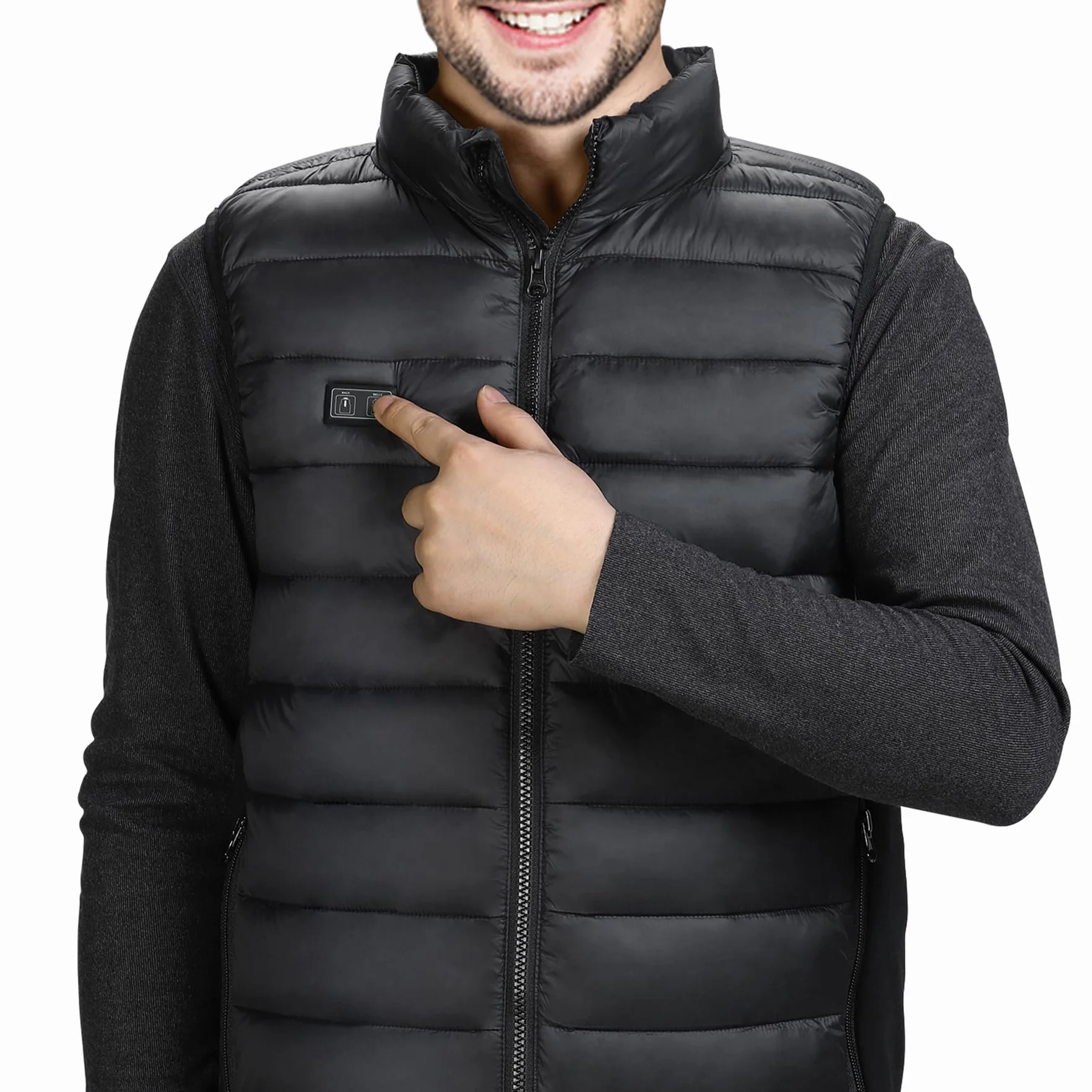 Loowoko Chaleco calefactable hombre con bateria 10000mah, chaqueta calefactable sin mangas ligera, 3 niveles de calor + 4 zonas, Para trabajar al aire libre, ciclismo, moto y esquí