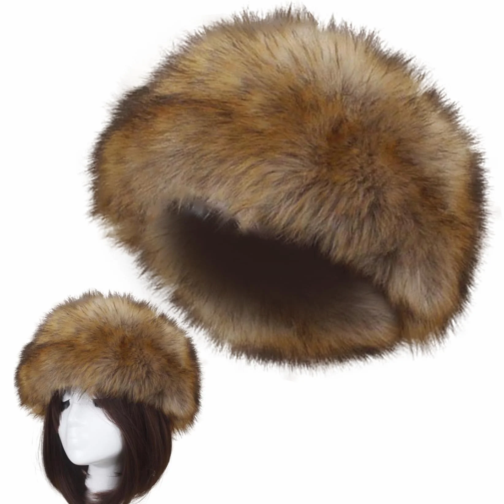 NIDONE Sombrero de Piel sintéxu Grueso Tibia sin Top sin Diadema de Pieles con la Banda de Moda de la Oreja de Moda elástica Sombreros de Pieles de Invierno Lavables para Mujeres