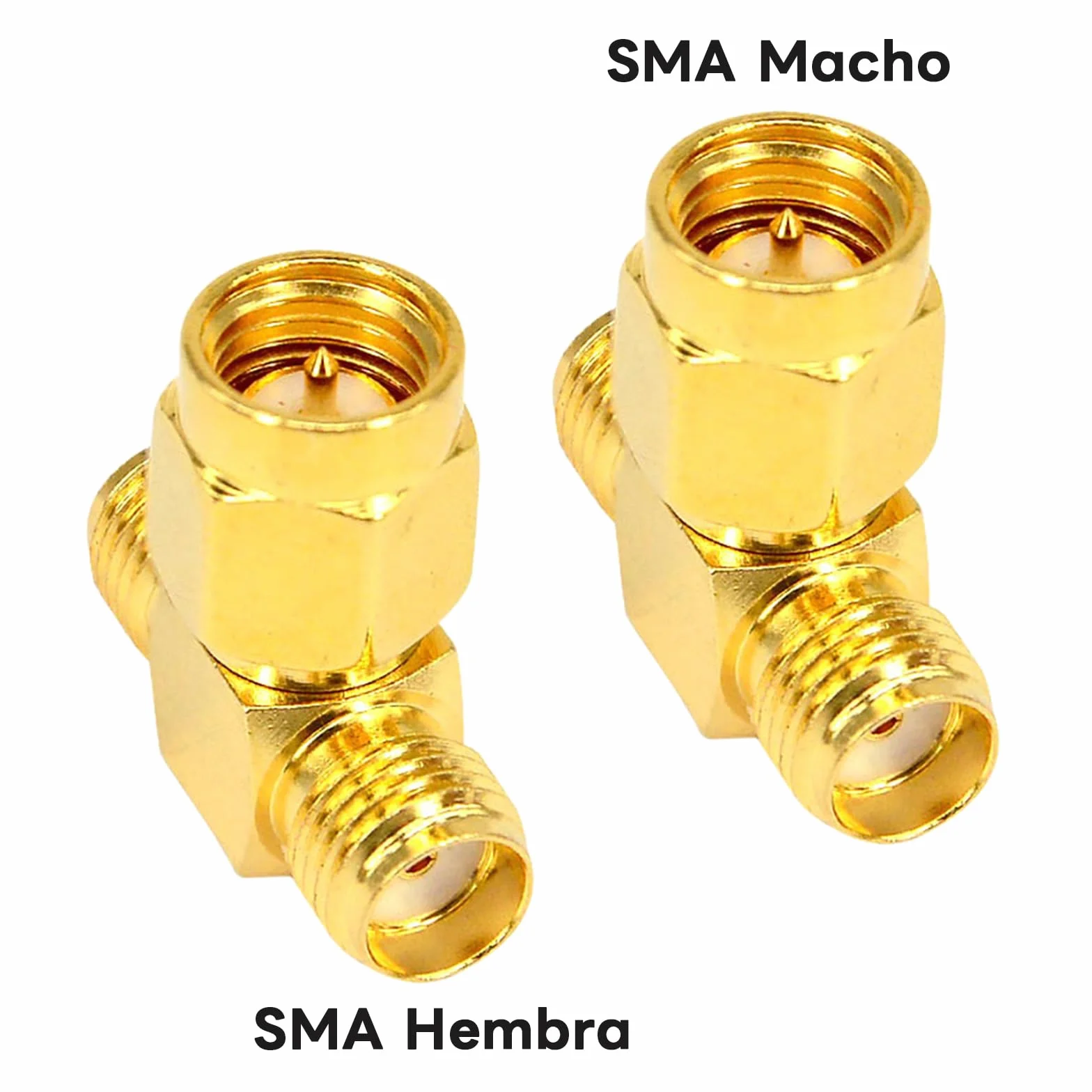 Adaptador SMA Macho a Doble Hembra Conector RF Triple T de 3 Vías para Cable de Extensión de Antena WiFi