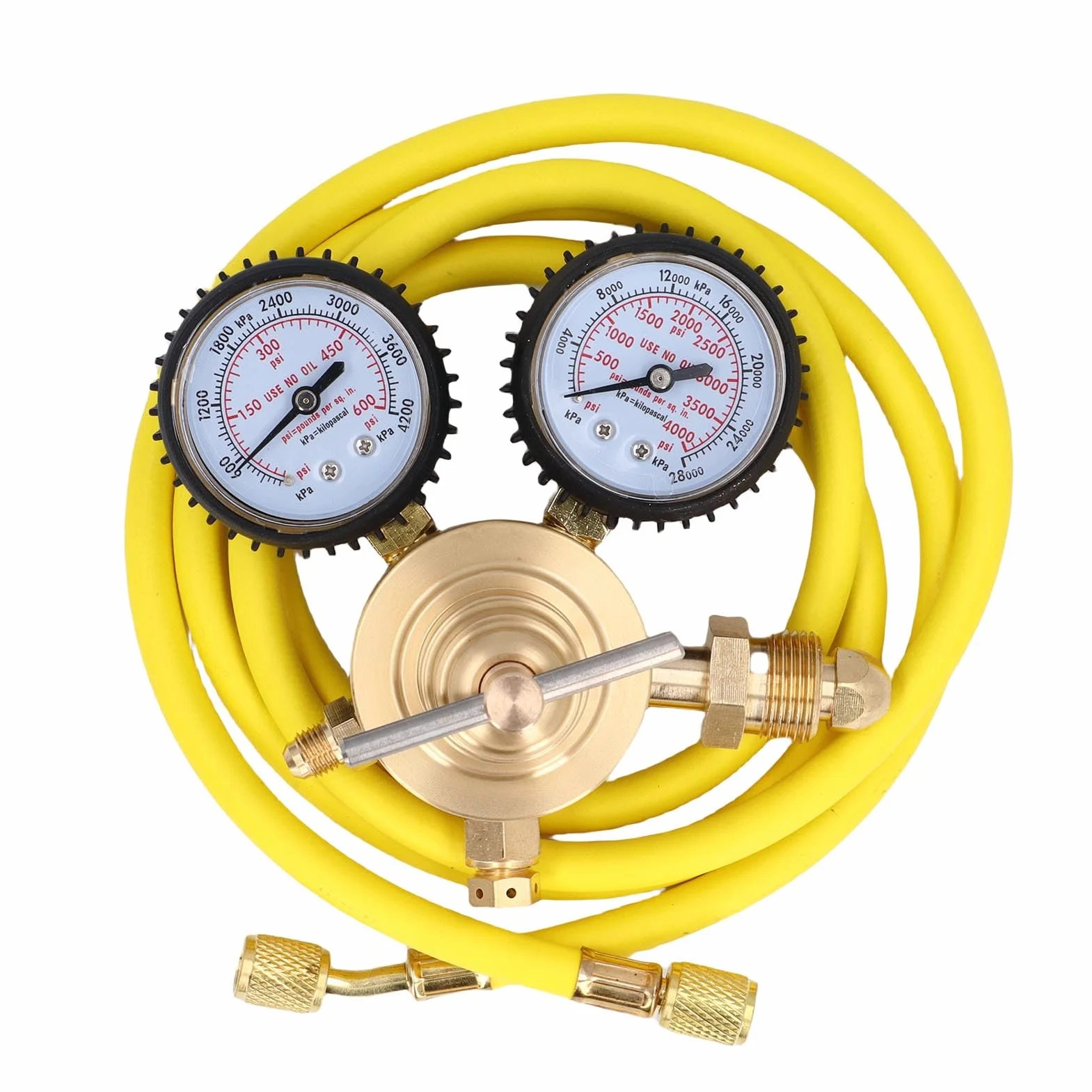 Regulador de nitrógeno CGA580, entrada 0-600 PSI, salida 1/4 pulgada conexión macho, manguera 60 pulgadas para pruebas de presión
