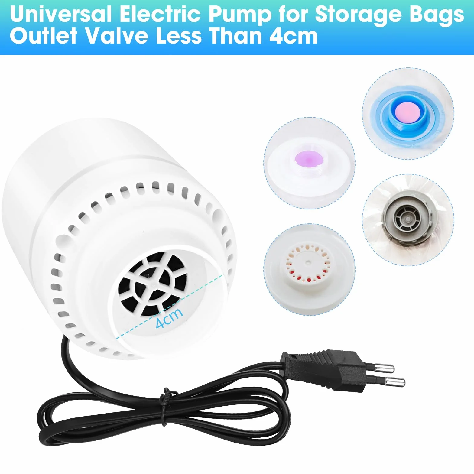 Bomba de Vacío 4000pa 30w para Ropa con Sellado, Salida 4cm