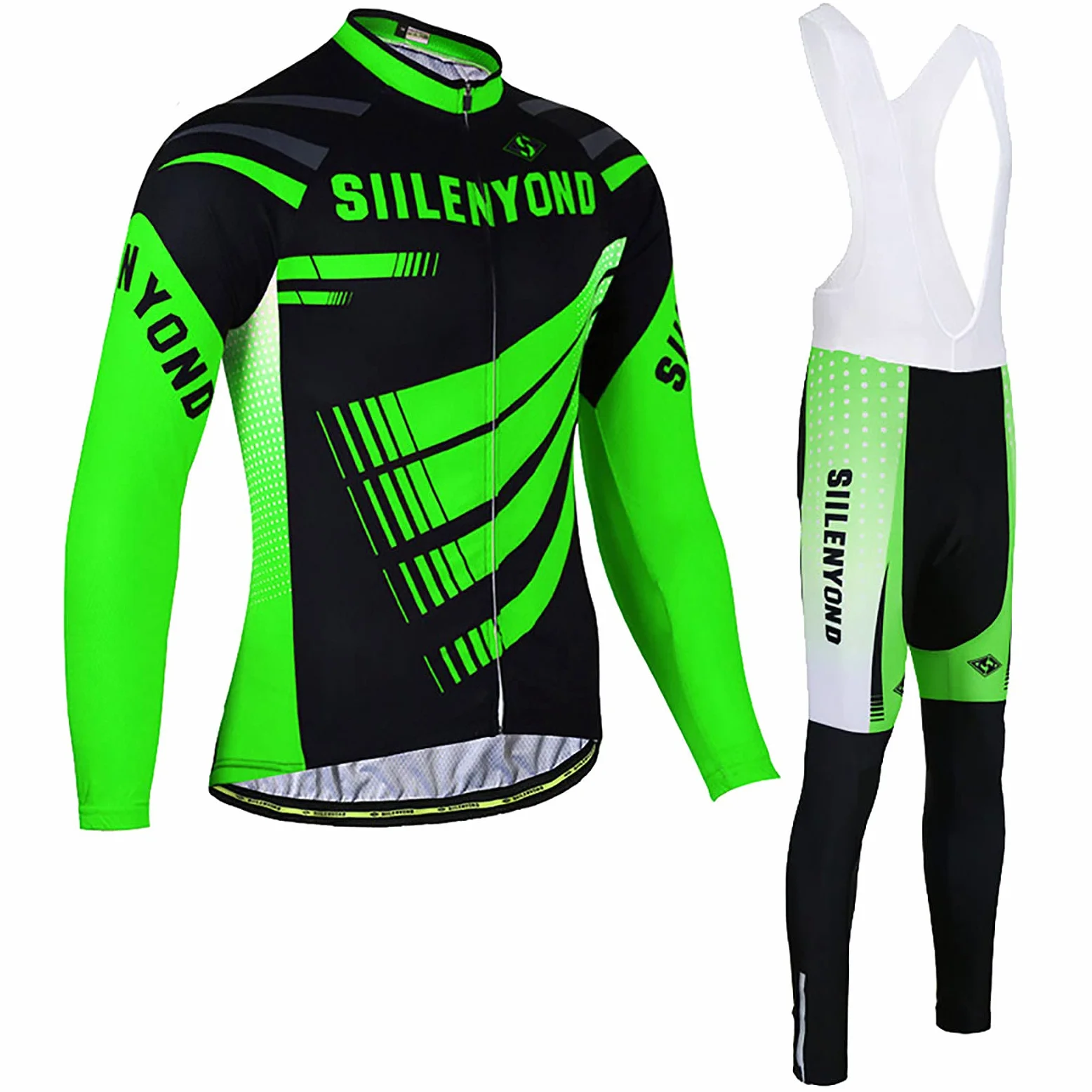 Hombres Ciclismo Jersey Traje Ropa Patrón de Rayas Bicicleta de Montaña Bicicleta de Carretera Pantalón de Manga Larga con Pechera Acolchada