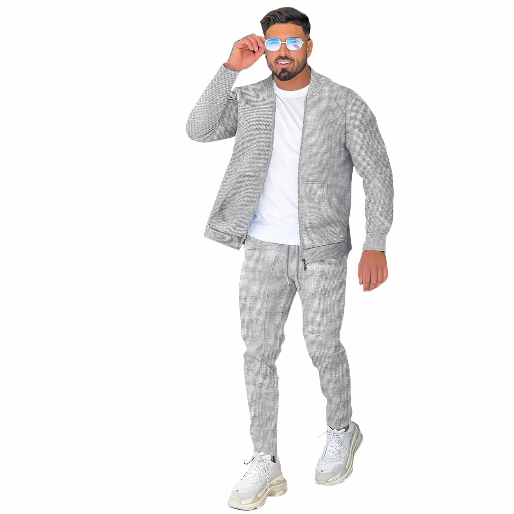 2 Piezas Juego De Sudaderas Suit Sudadera De Cuello De Béisbol Chándal Hombre Sudaderas Deportivas Top Y Juego De Trotar Deportivo Inferior Moda Traje