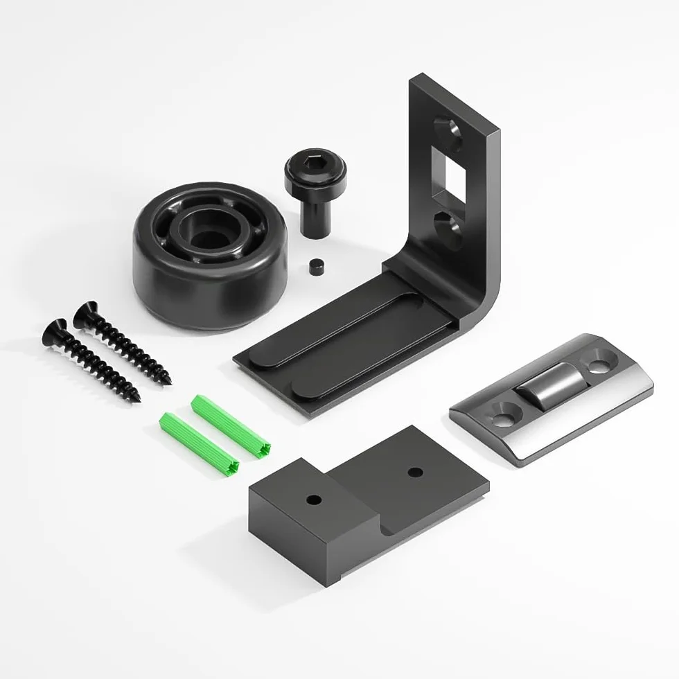 CCJH Guía de suelo ajustable para puerta corredera, soporte inferior, grosor 2,5-6 cm, negro