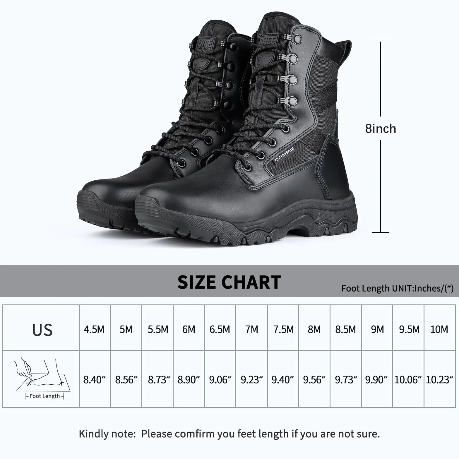 FREE SOLDIER Botas tácticas de las mujeres 8 pulgadas Botas ligeras del combate Botas militares durables del trabajo al aire libre Botas del desierto para las mujeres