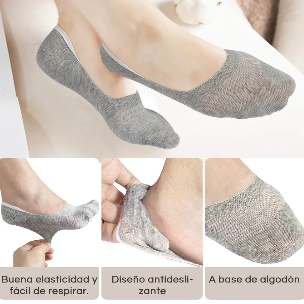 Rovtop Calcetines Cortos 12 Pares para Hombre - Invisibles de Malla Transpirable Con Antideslizante de Silicona Negro/Blanco/Gris Claro (Eur 35-40)