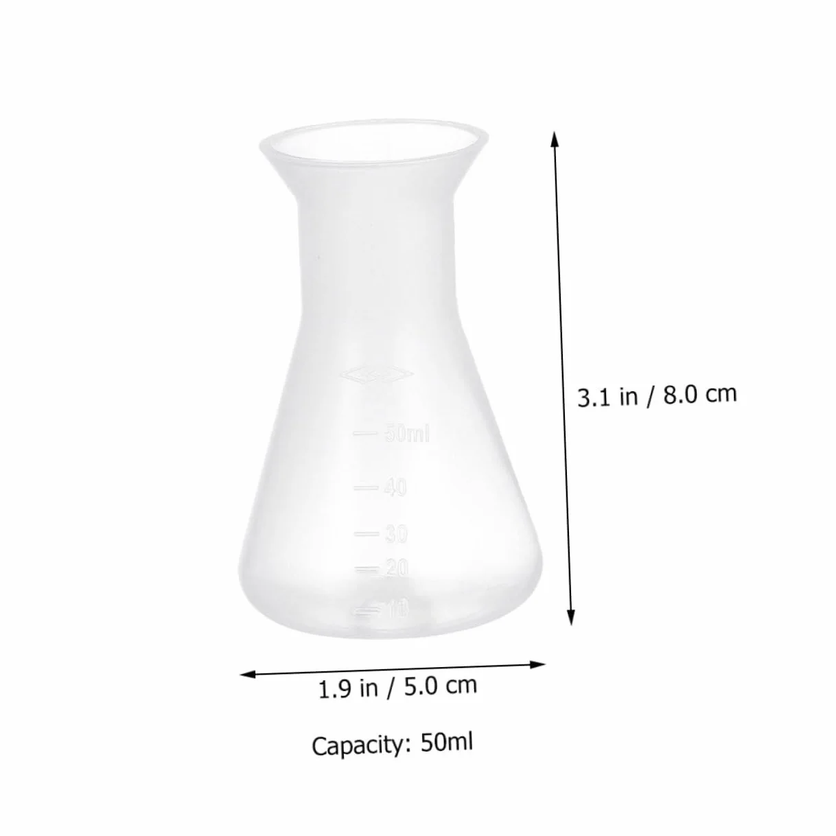 Juego De Matraces Erlenmeyer De Plástico 50Ml 8 Piezas Para Laboratorio