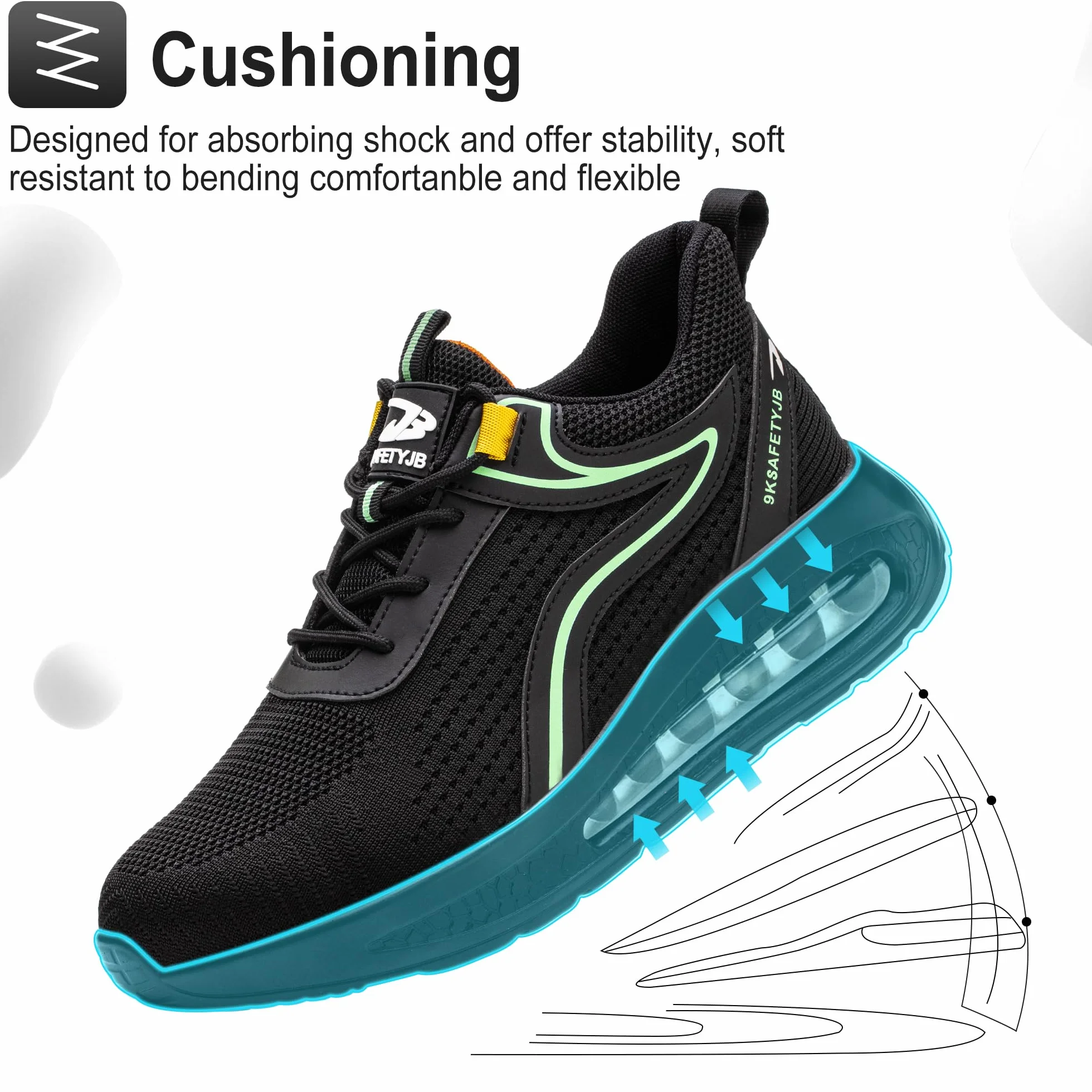 Zapatos de Seguridad para Hombre Mujer Calzado de Seguridad Zapatillas de Seguridad Zapatos de Trabajo Puntera de Acero Ligero Comodo Antideslizante Transpirable 36EU-46EU