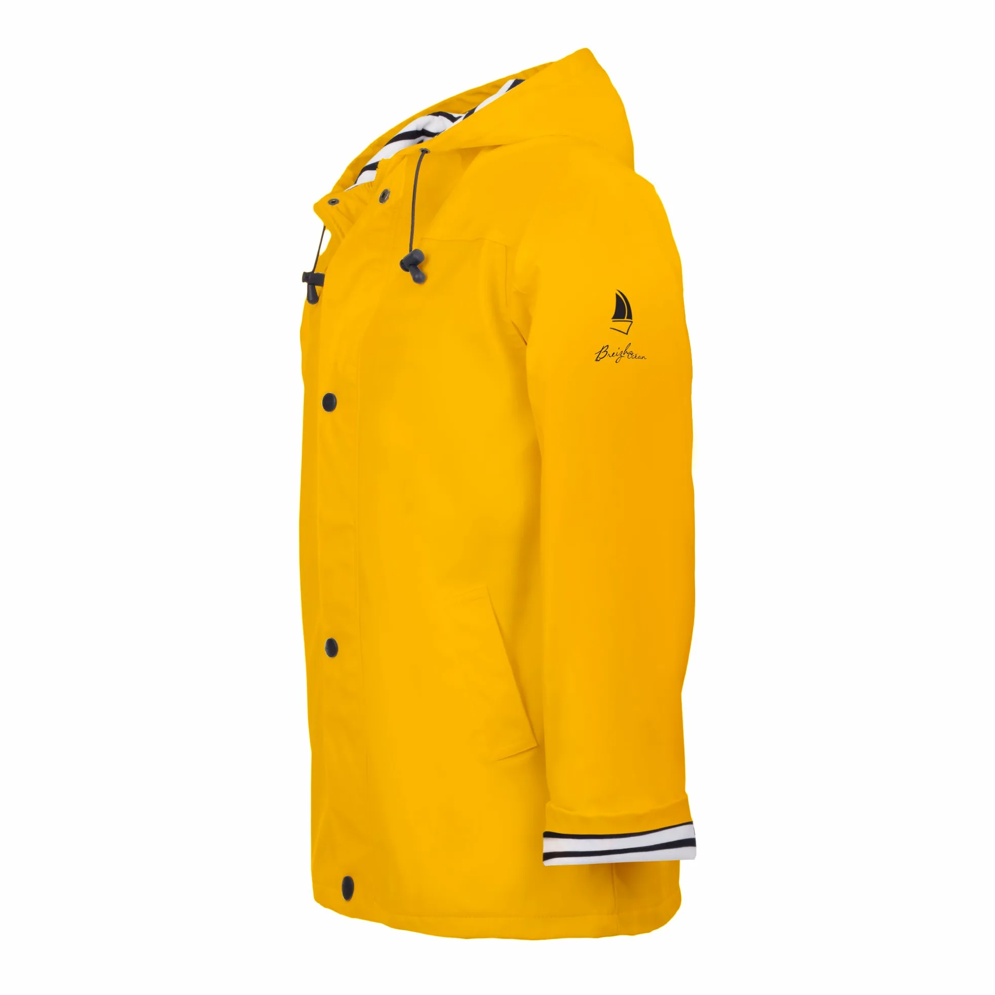 Breizh Ocean - Chubasquero Hombre o Mujer, de XS a 4XL, Marca Francesa ARMOR, Chaqueta impermeable Hombre con Interior Marino Rayado, Abrigo Mujer para la lluvia Disponible en Tallas Grandes