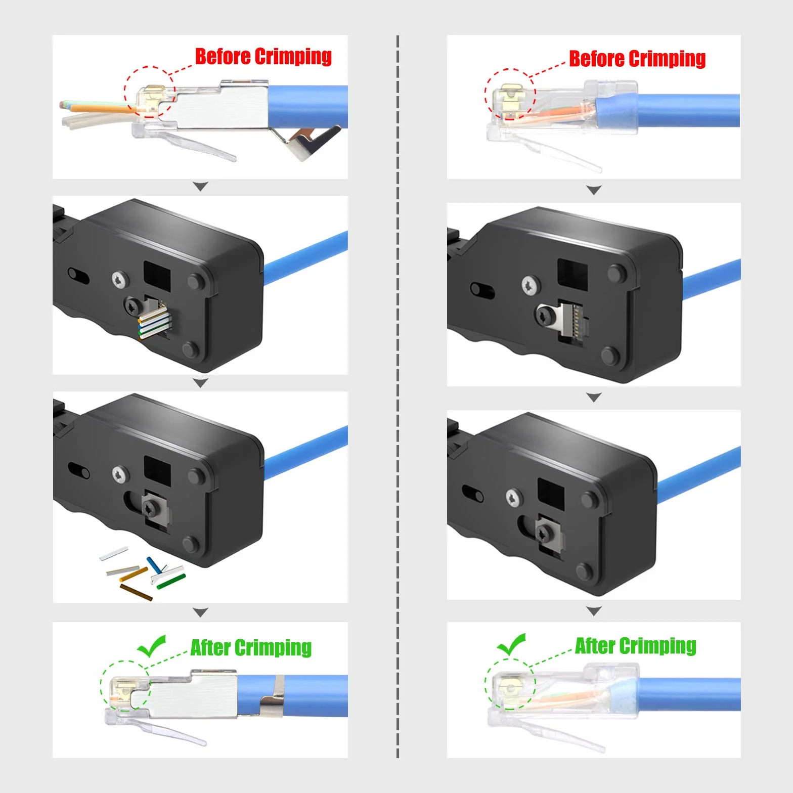 VCELINK GJ671 Kit de Crimpadora RJ45 Profesional Compatible con CAT7/CAT6A/CAT6/CAT5E/CAT5