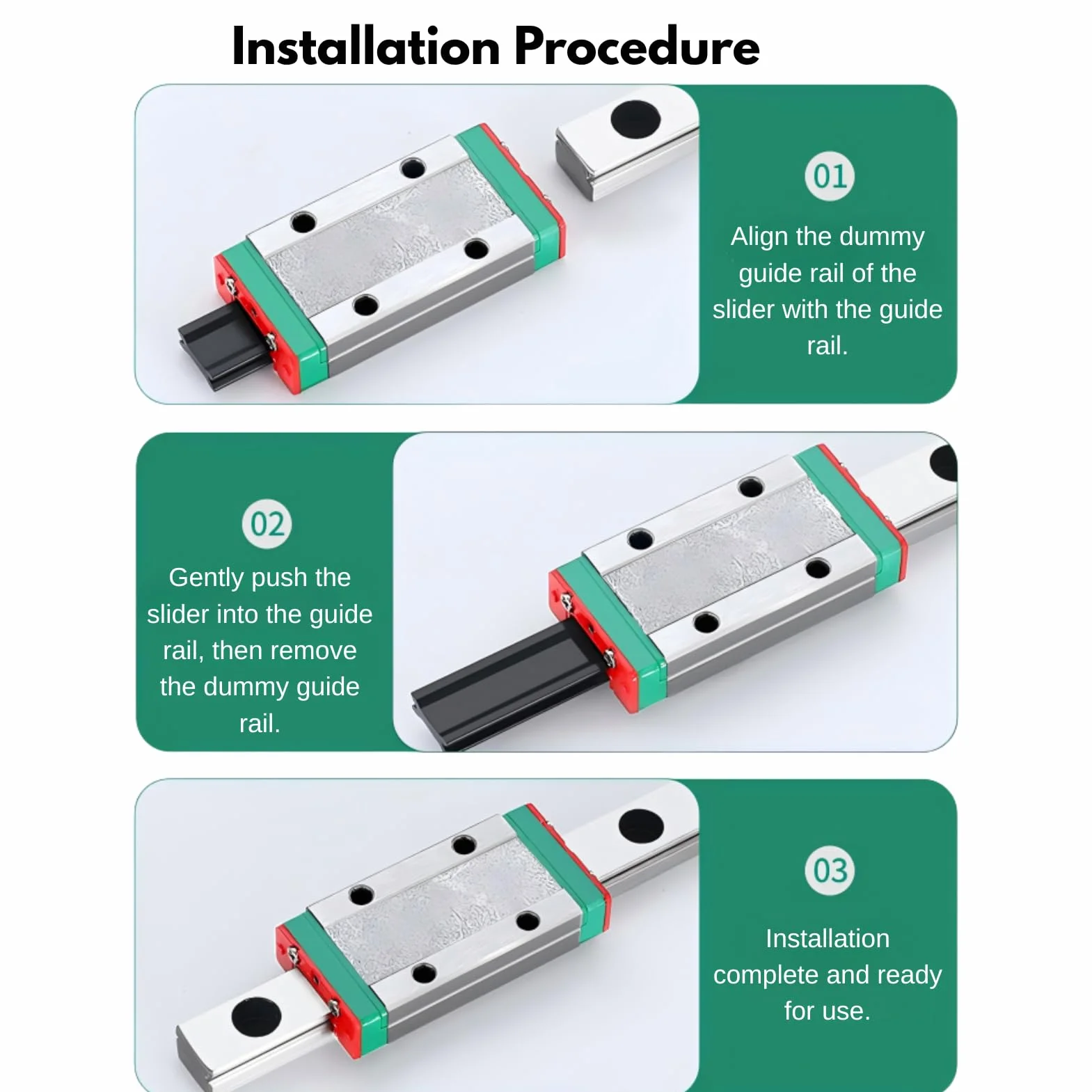 Riel Deslizante en Miniatura MGN12H 150mm Guía Lineal de Acero Inoxidable para Impresora 3D CNC