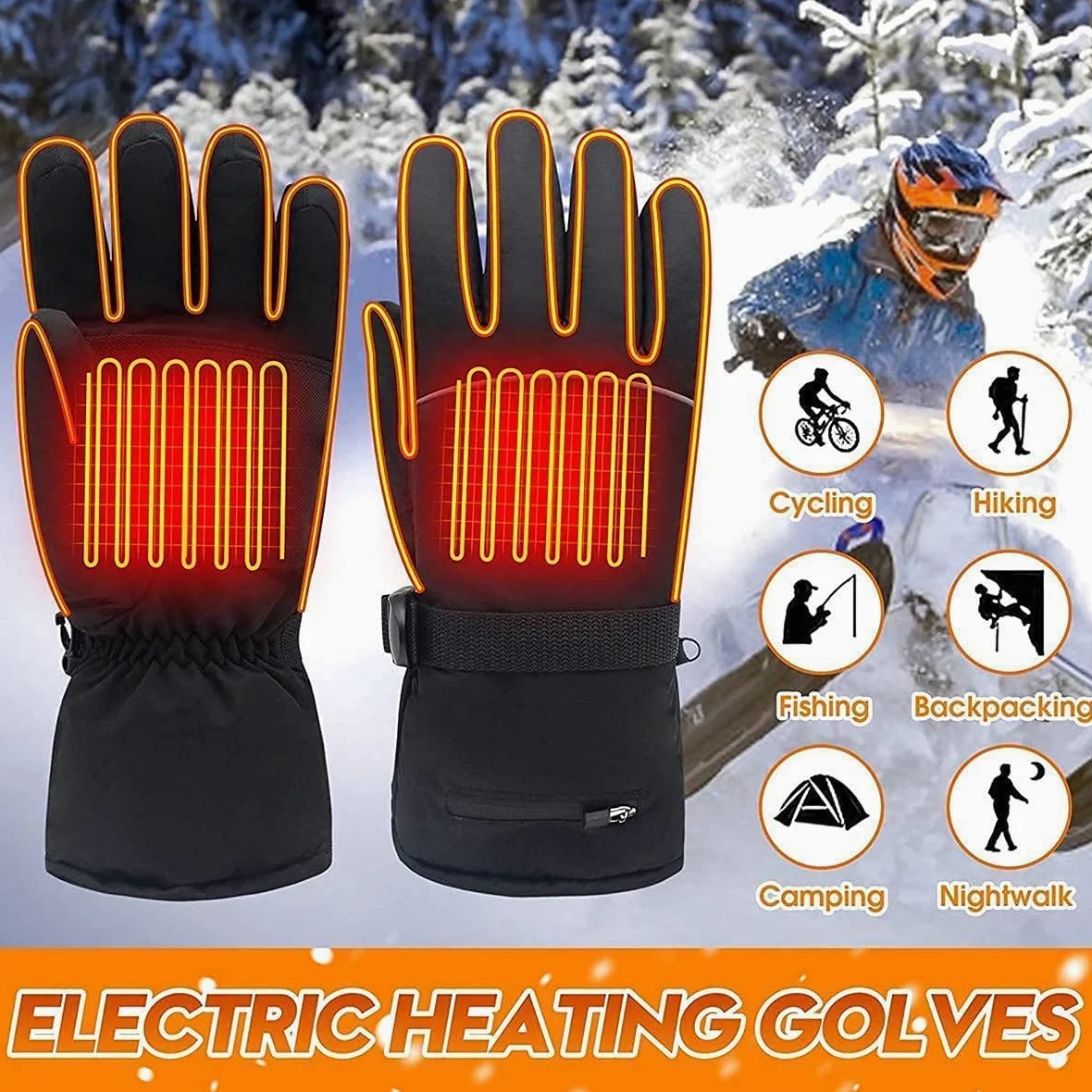 Guantes térmicos eléctricos, Guantes térmicos aislados con Pantalla táctil, Guantes térmicos para esquí de Motocicleta, Guantes Impermeables con 3 Niveles de Calentamiento a baterí