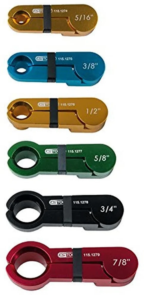 KS Tools 115.1285 Juego de herramientas de desmontaje para racores de conducciones con cierre de resorte CLIC, 7 pzs