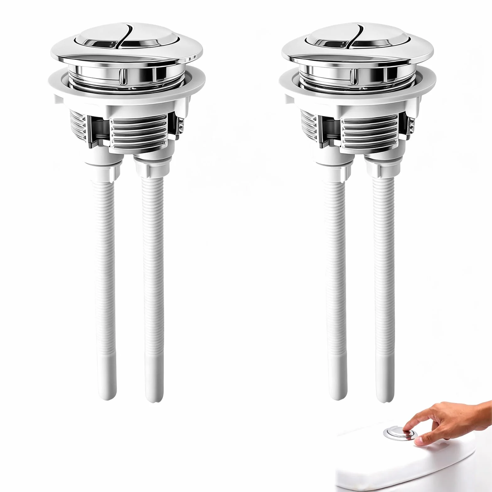 Botones de repuesto de doble descarga para WC 38 mm – Universal para tapas 37-44 mm, acero inoxidable