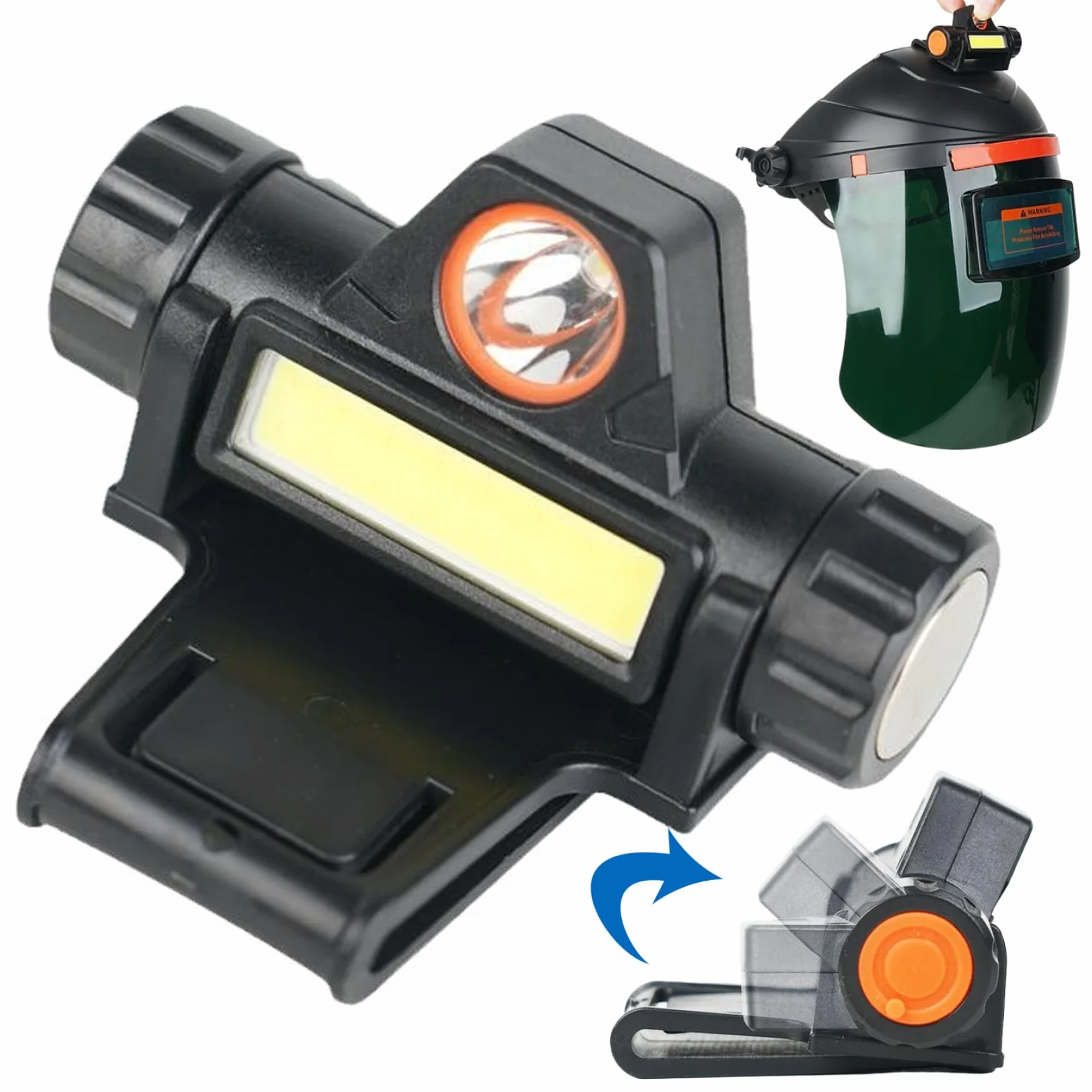 Luz de casco de soldadura giratoria de doble iluminación con abrazadera magnética USB