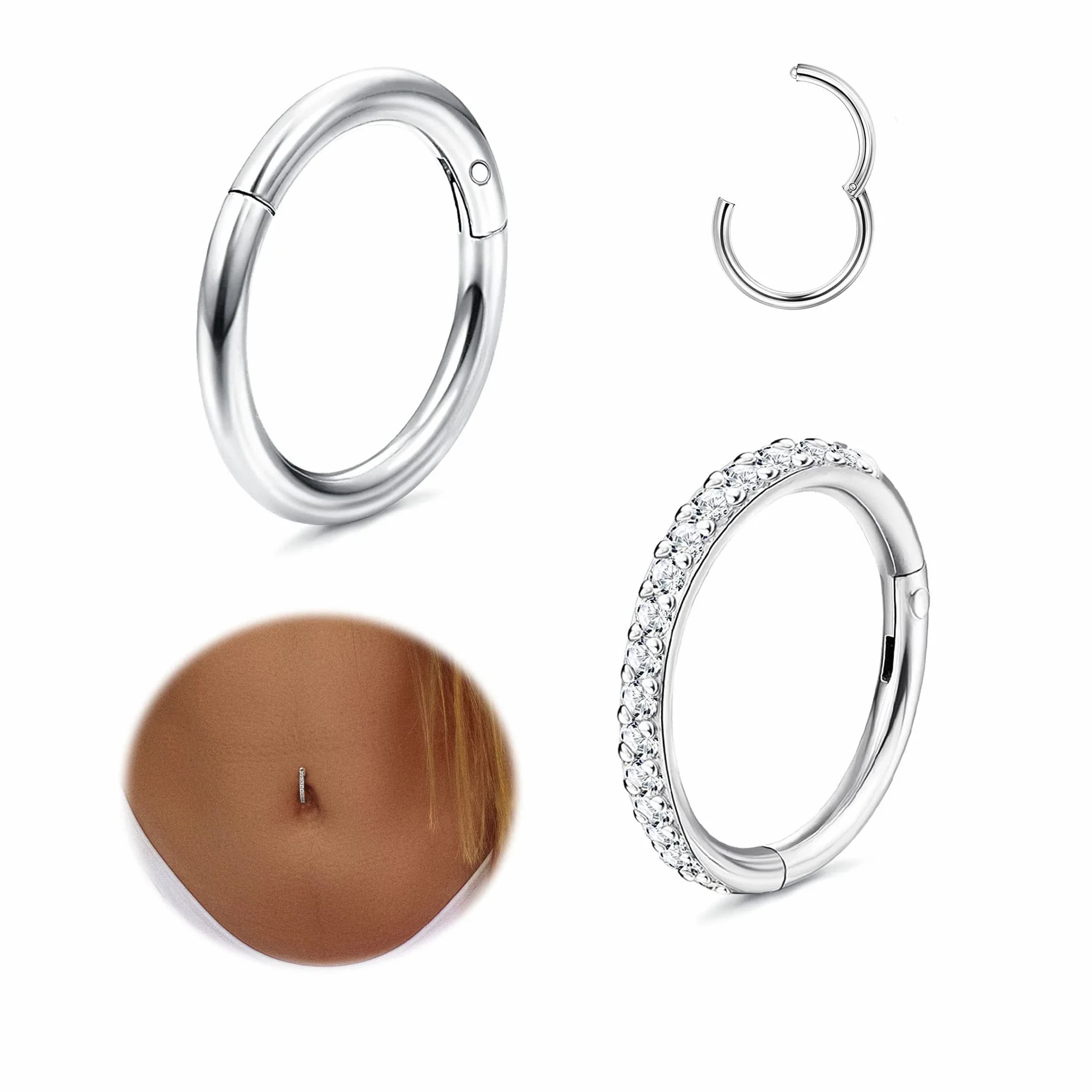Diamday 2Pcs 14G Piercing Ombligo Acero Quirurgico Piercing Ombligo Septum Plata Mariposa Corazón Estrella Hélice Tragus Cartílago Piercings Corporal Piercings Joyas para Mujer Oro