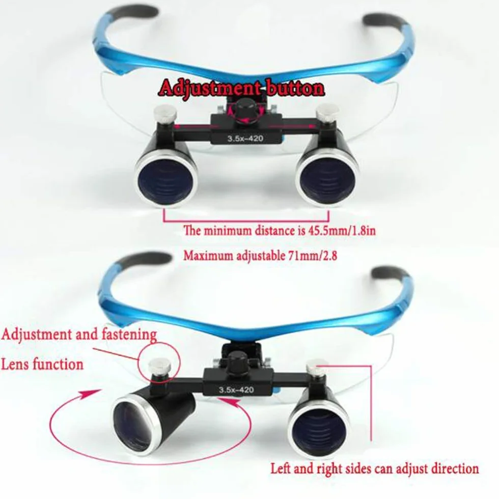 Surgery Dental Binocular Loupes 3.5X Magnifier with Light Head Lamp for Close Work