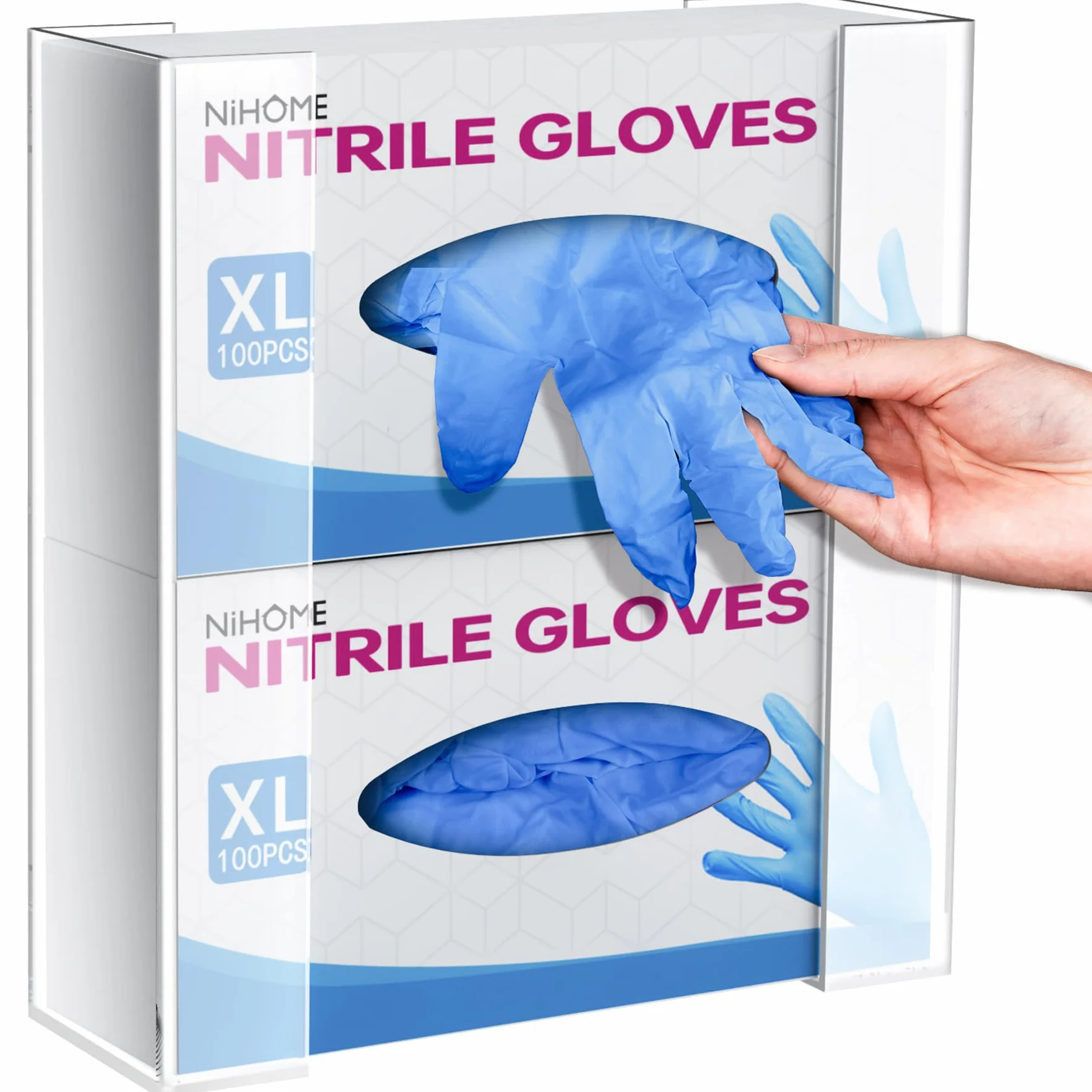 NiHome Soporte de Pared para Guantes, Dispensador para 2 Cajas, Cocina, Baño, Laboratorio