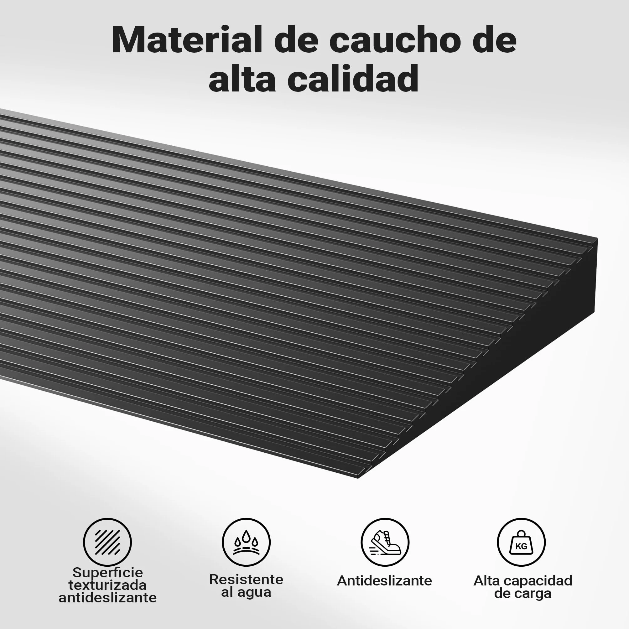 Rampa para Borde de Puerta 30x200x900mm, Acceso Antideslizante, Goma Maciza