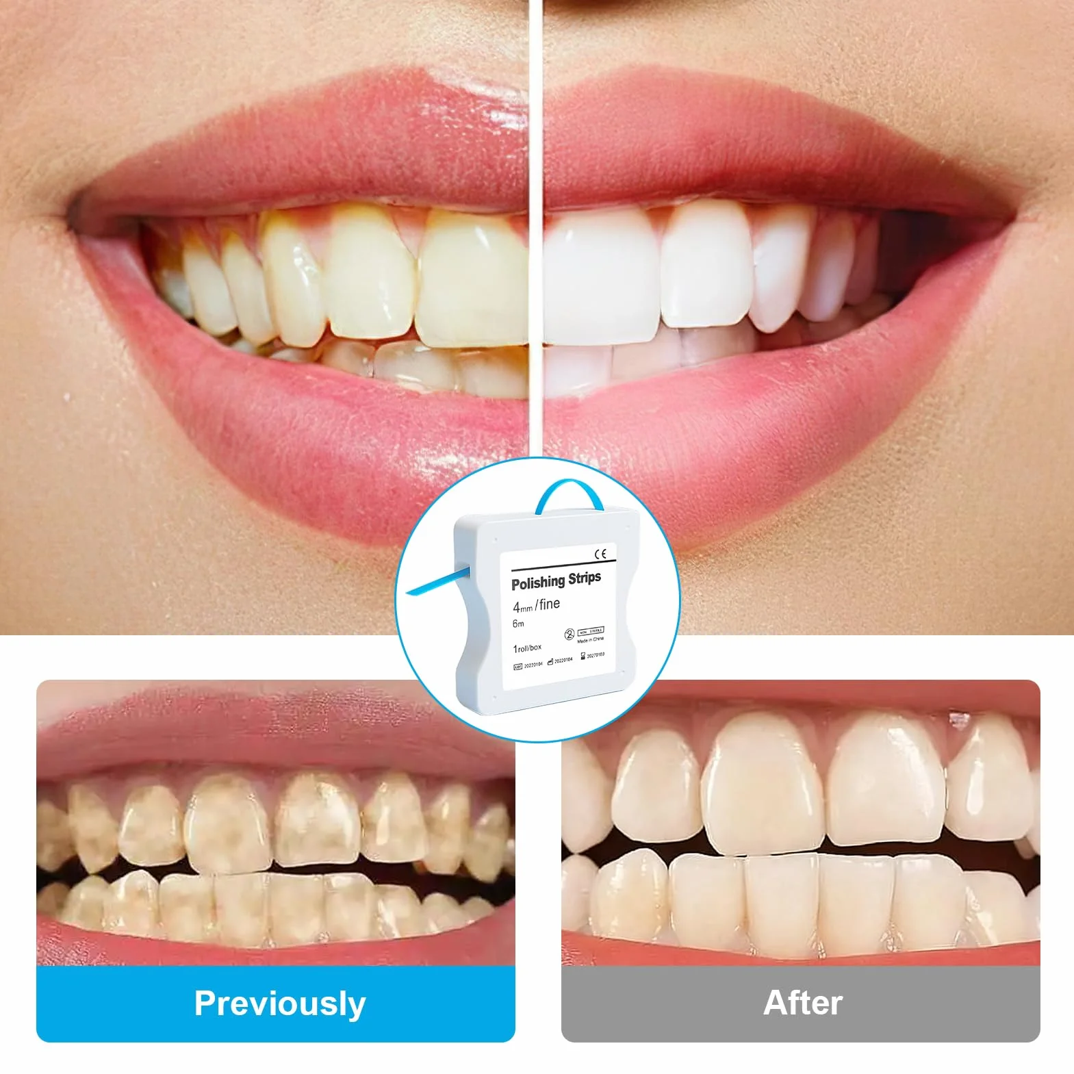 Papel de lija dental 60 μm 4 mm x 6 m/rollo resina azul