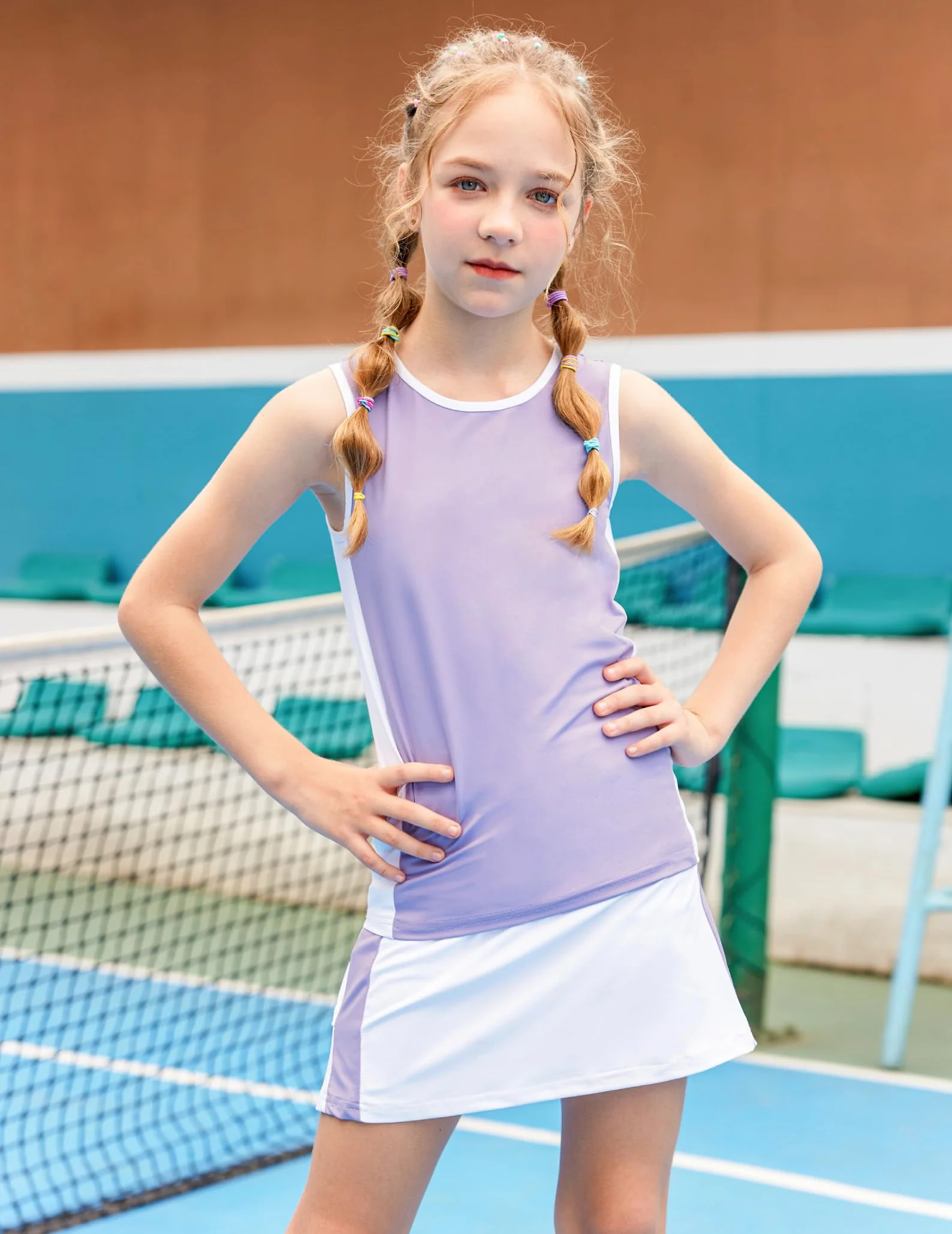 Zaclotre Conjunto de vestido de tenis y golf para niñas sin mangas falda deportiva con pantalones cortos