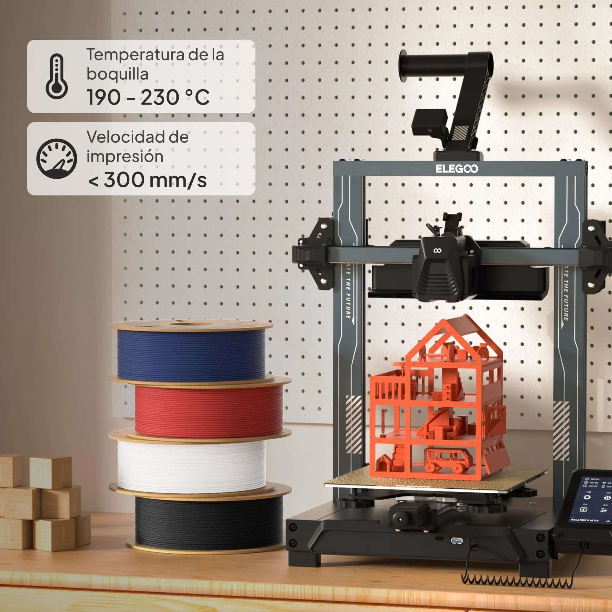 ELEGOO Filamento PLA MATE 1.75mm 1KG Beige para Impresora 3D Precisión Dimensional +/- 0.02mm